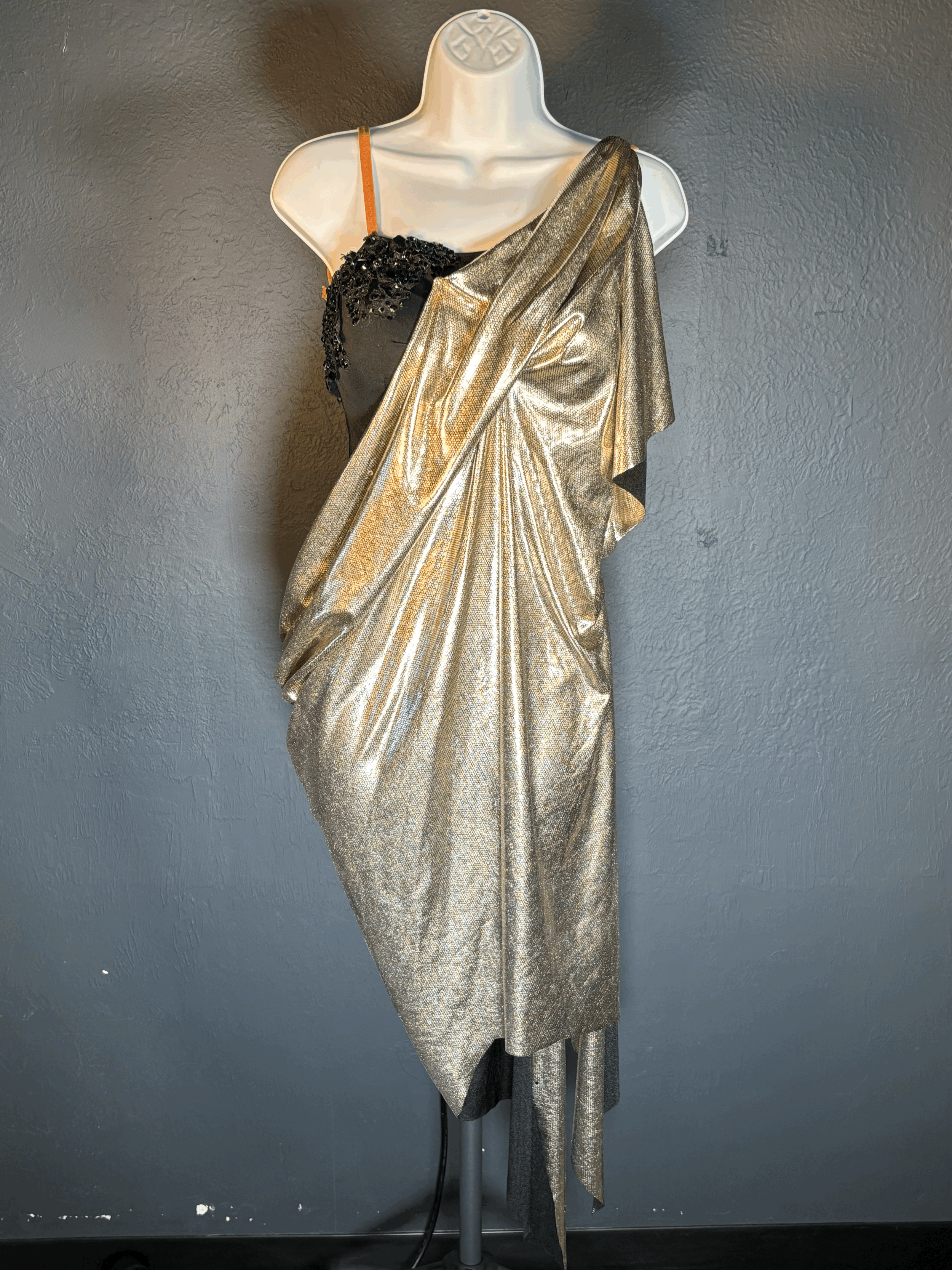 Gold Draped Latin with Black Bodysuit