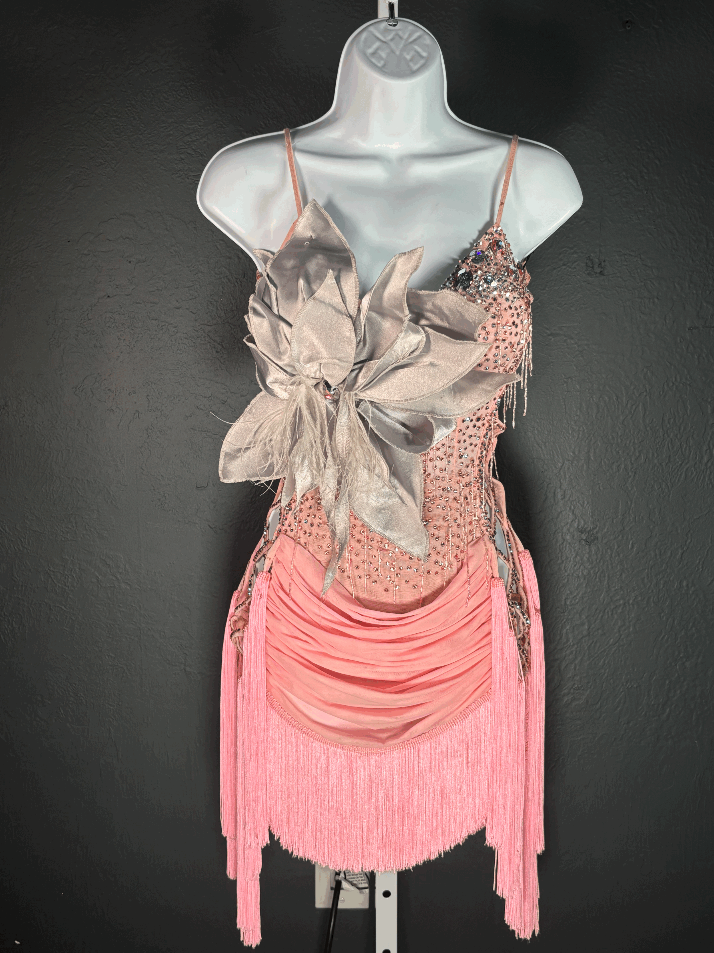 Baby Pink Latin with Silver Flower