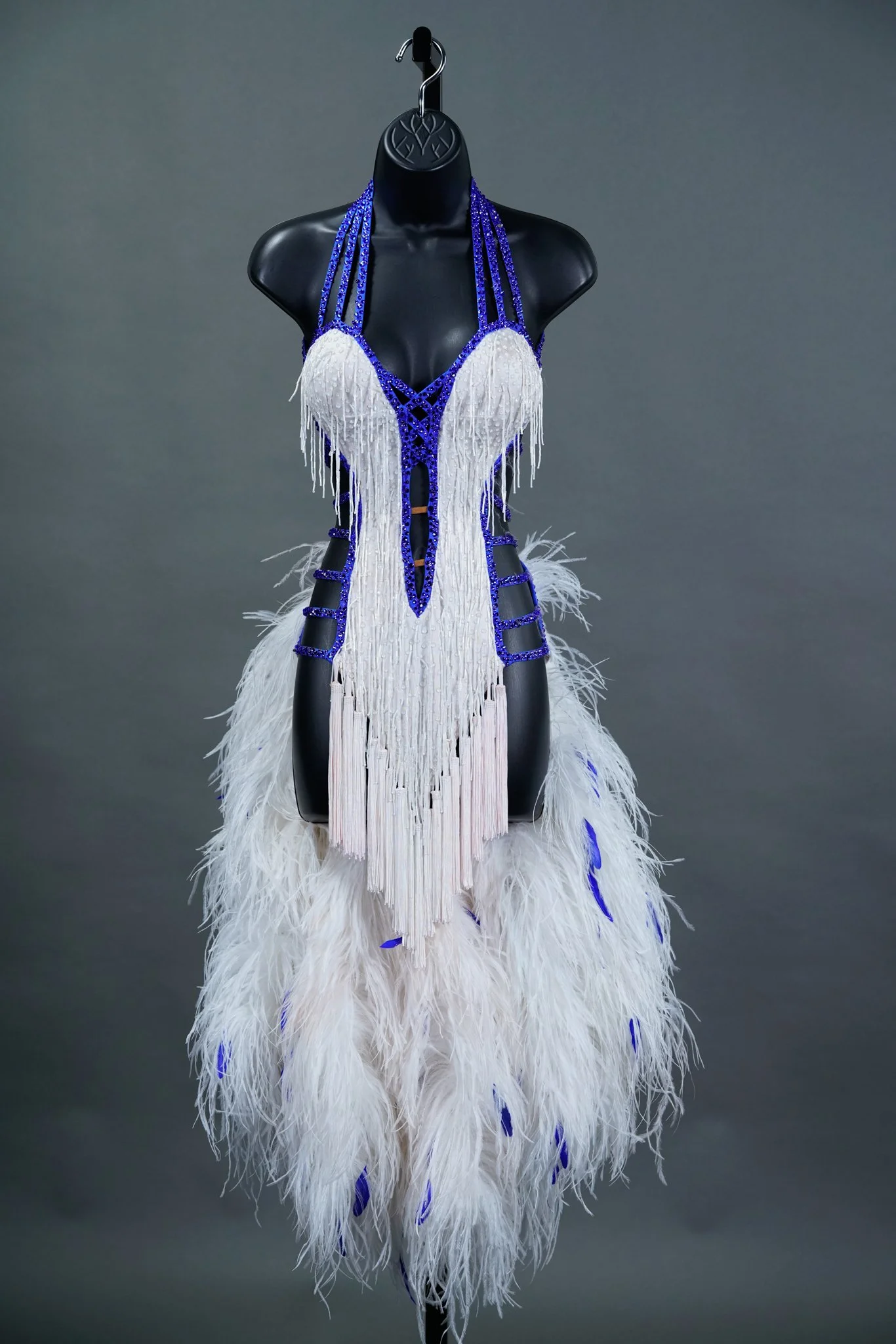 White and Cobalt Latin with Boas