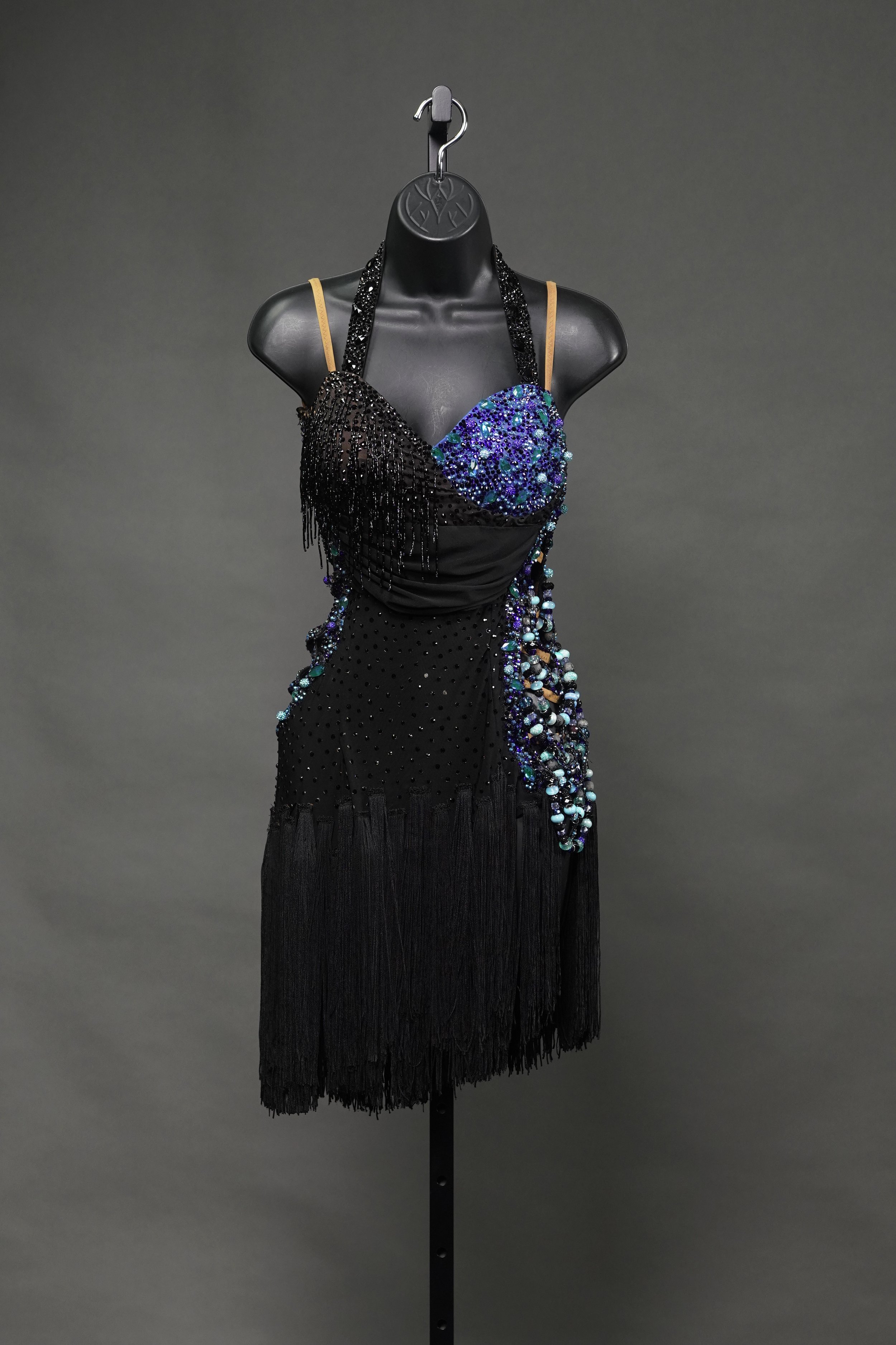 Black and Blue Ruched Latin