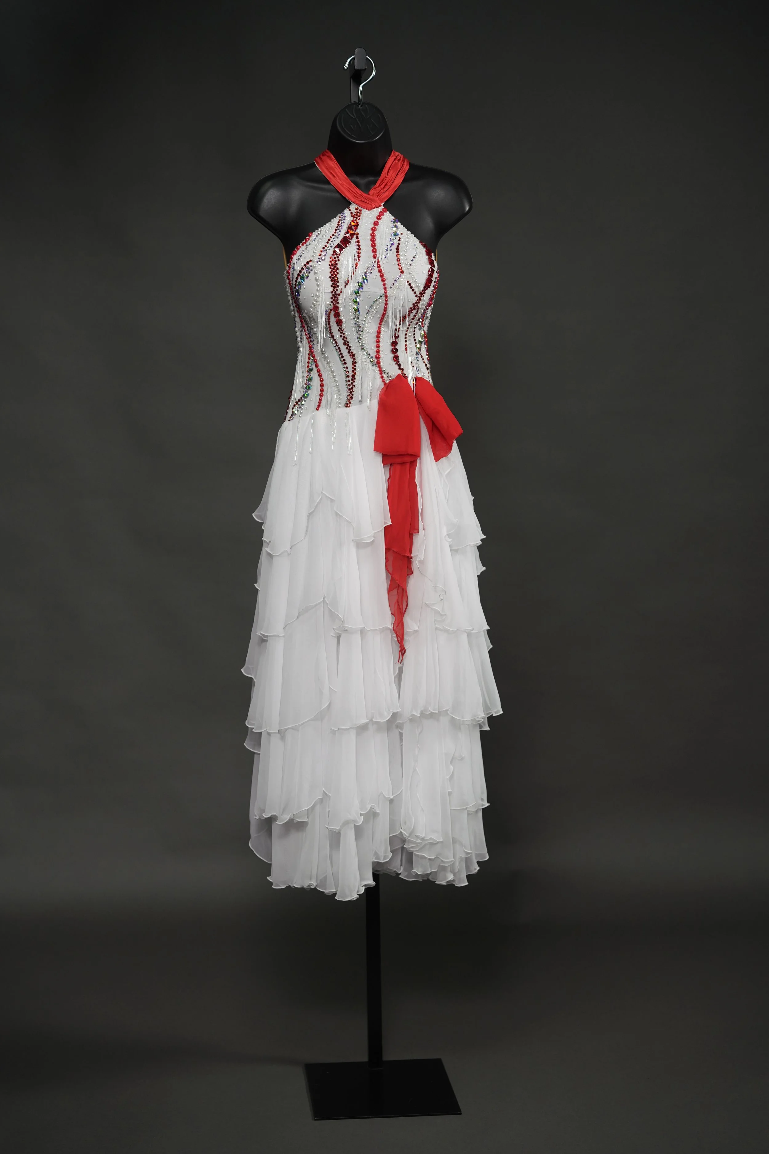 White Ruffle Smooth with Red Details