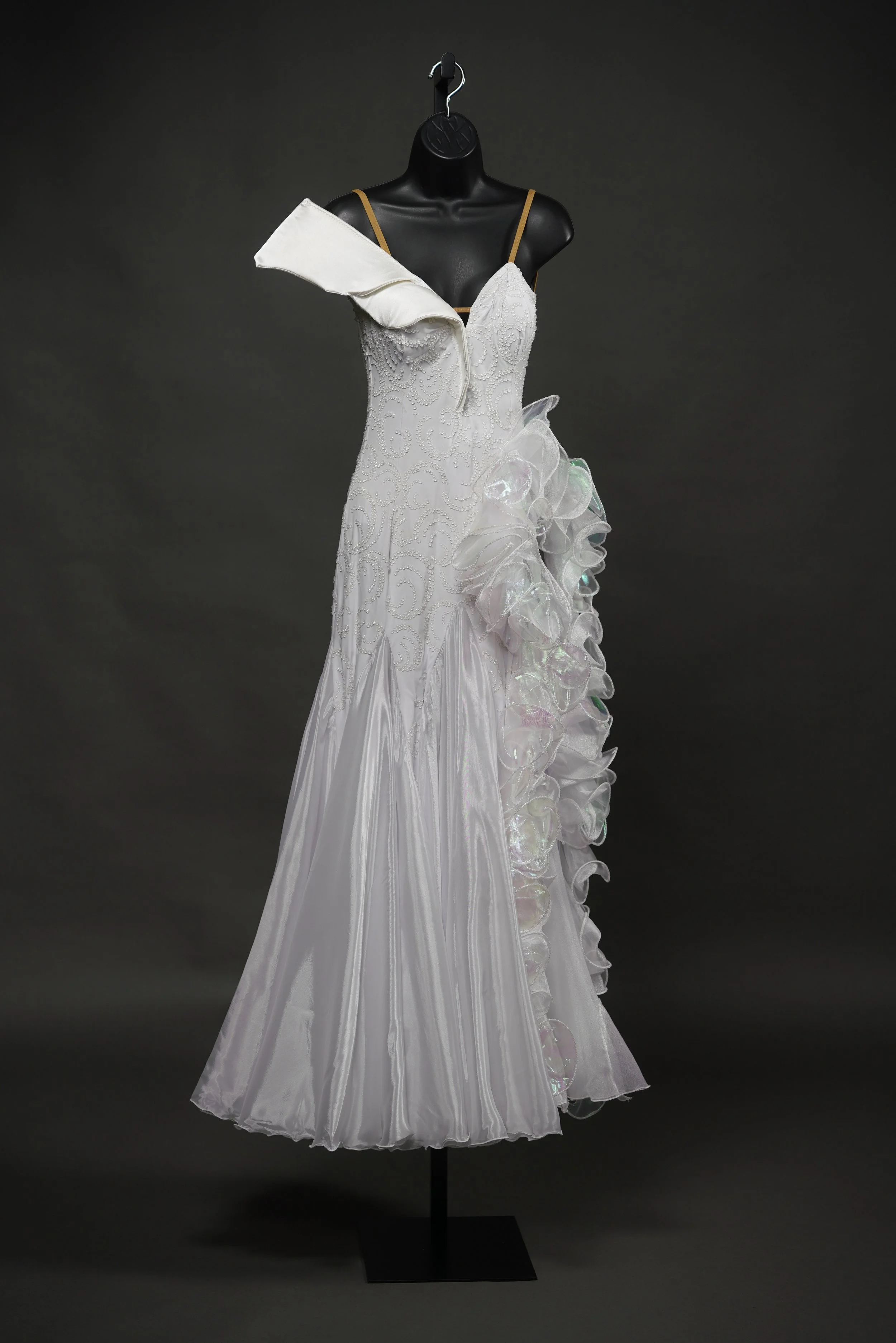 White Smooth with 3D Shoulder Piece and Ruffle