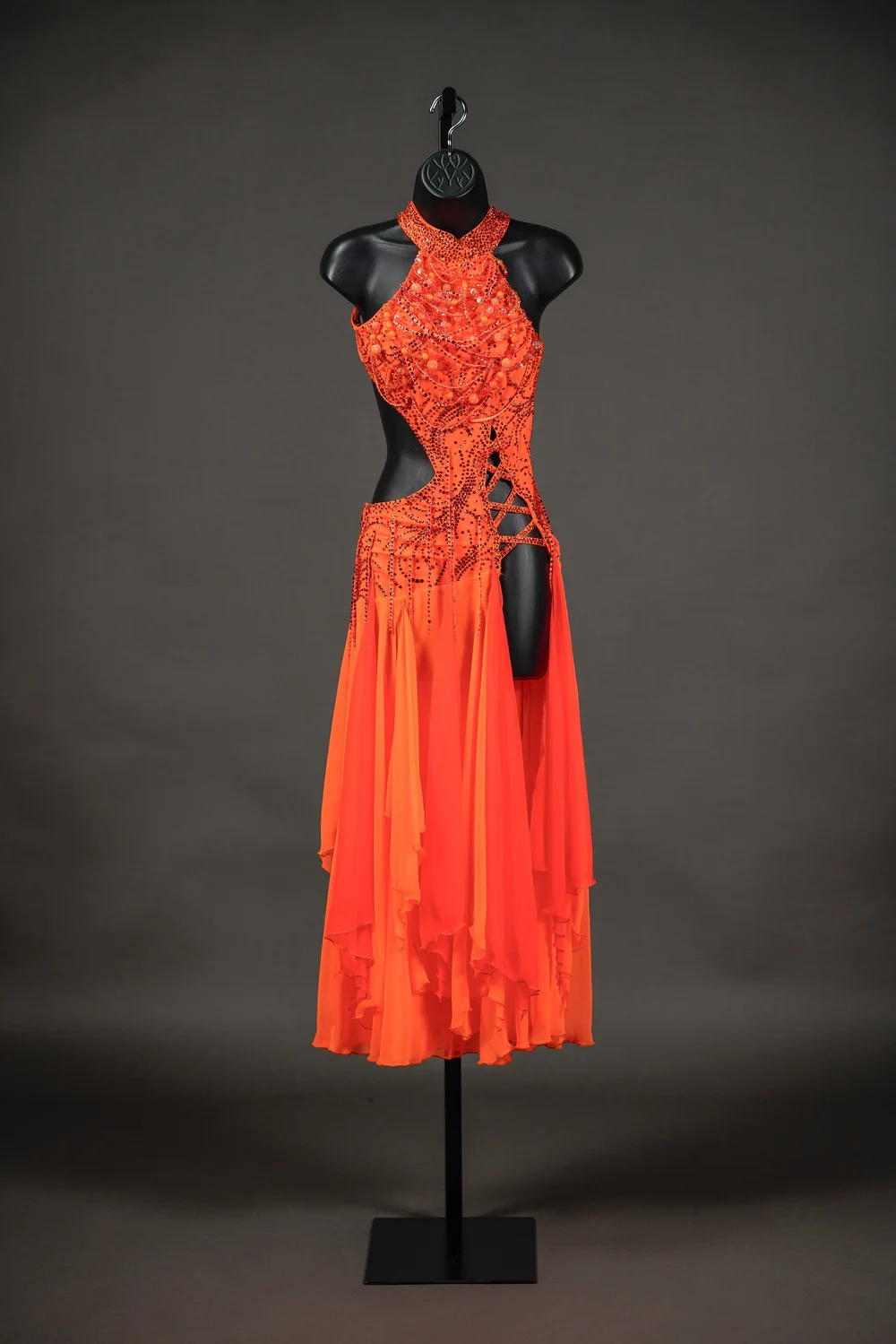open lace back dress Womens Dark Orange Leotard with Mesh Sleeves