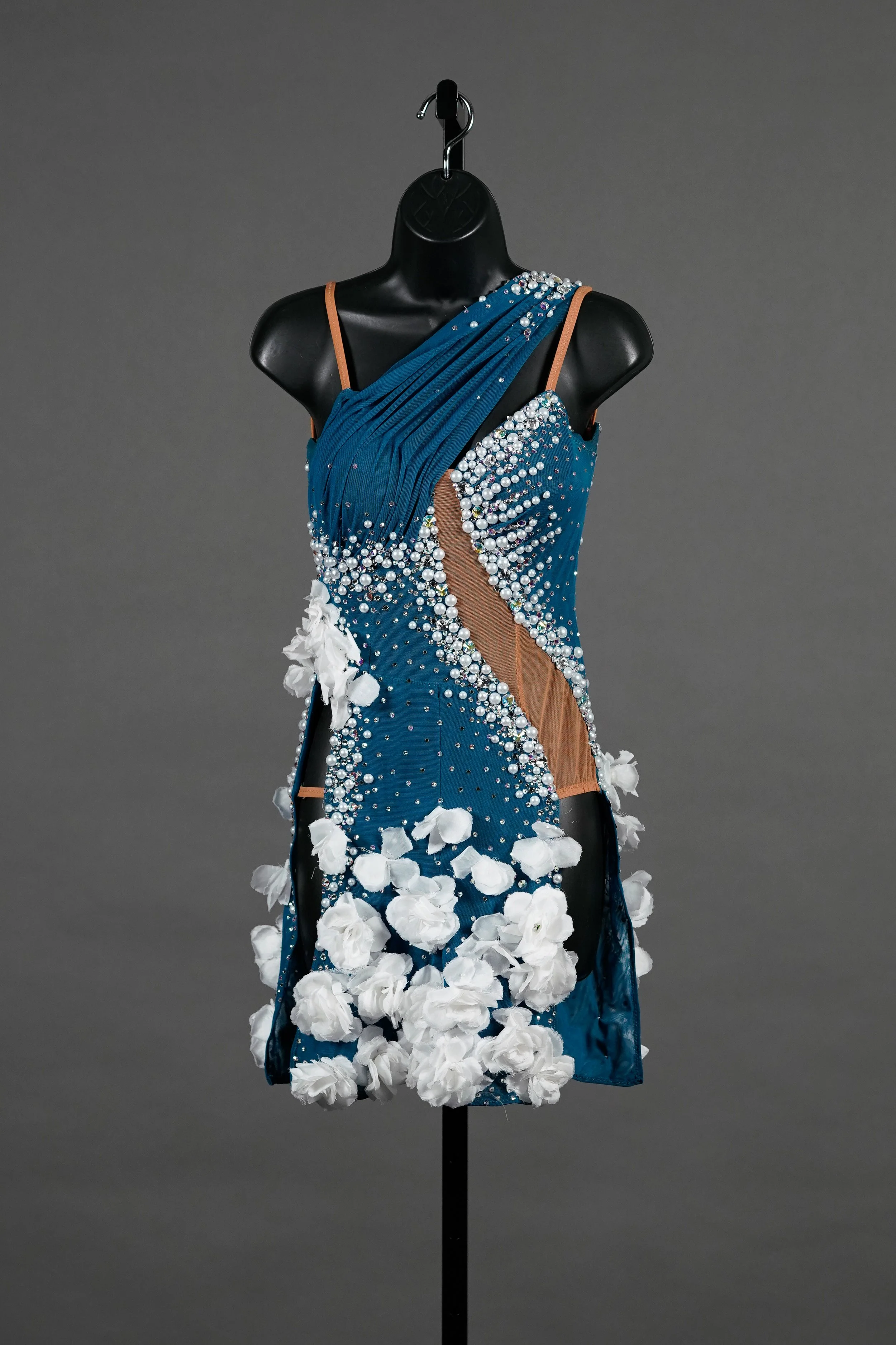 Teal Latin with White Roses