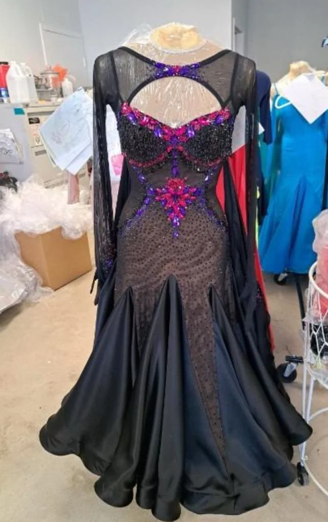 Black Standard with Pink and Purple Stones