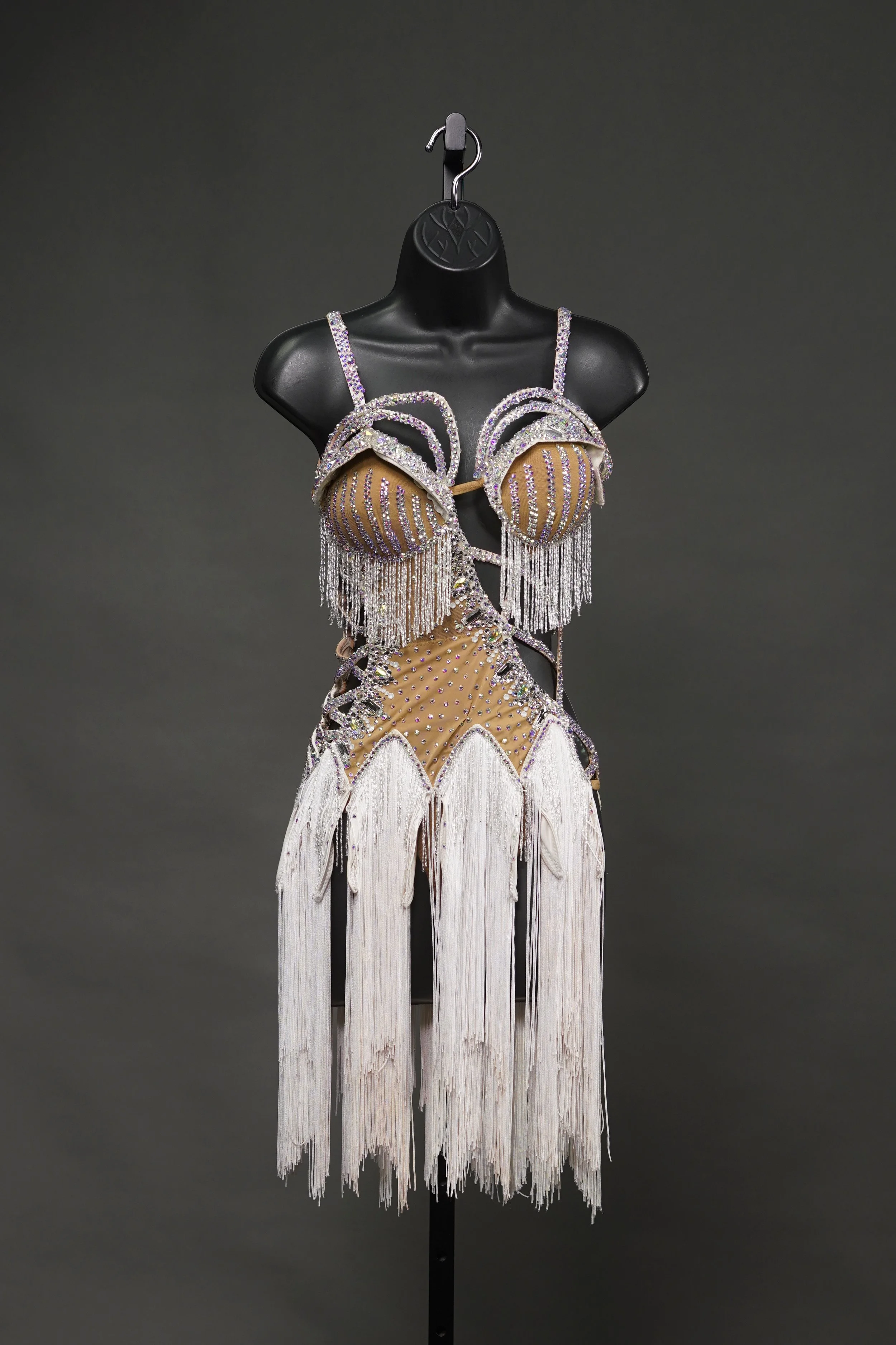 Nude and White Strap Latin with 3D Pieces