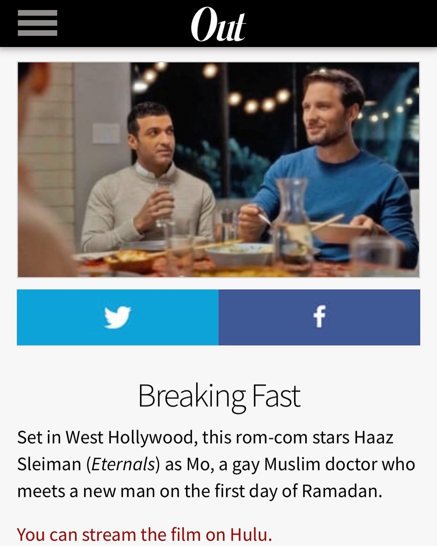 Just in time for cuddle season! Big thanks to @outmagazine for listing Breaking Fast on top of their list of romantic queer movies perfect for streaming date nights! Steam now on @hulu ❤️
 
https://www.out.com/lifestyle/2017/12/21/10-romantic-gay-mov