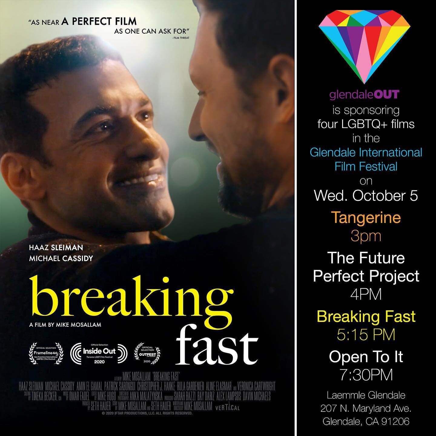 Catch Breaking Fast on the BIG SCREEN this Wednesday October 5th at 5:15 pm as part of the Glendale International Film Festival (@glendaleiff). Get your tickets via the link below!

https://www.laemmle.com/film/giff-breaking-fast
 
 
 
#queerfilm #fi