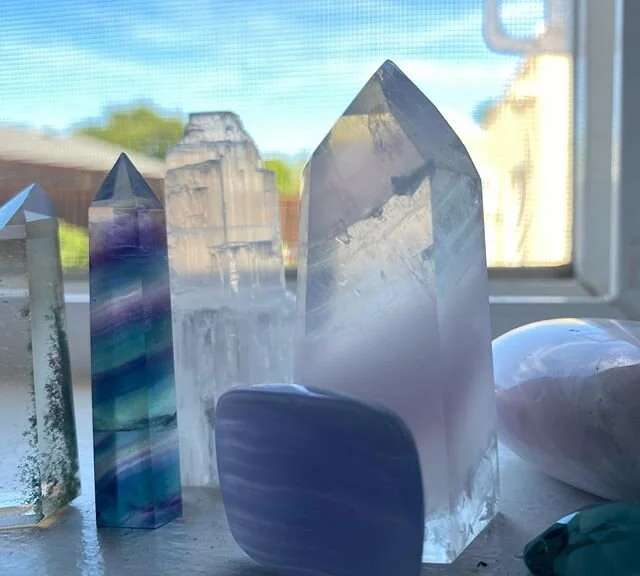 All the tower vibes in lavender, rainbow, and blues 💙🤍💙 #crystals #healingcrystals #vibes #saturday #nofilter