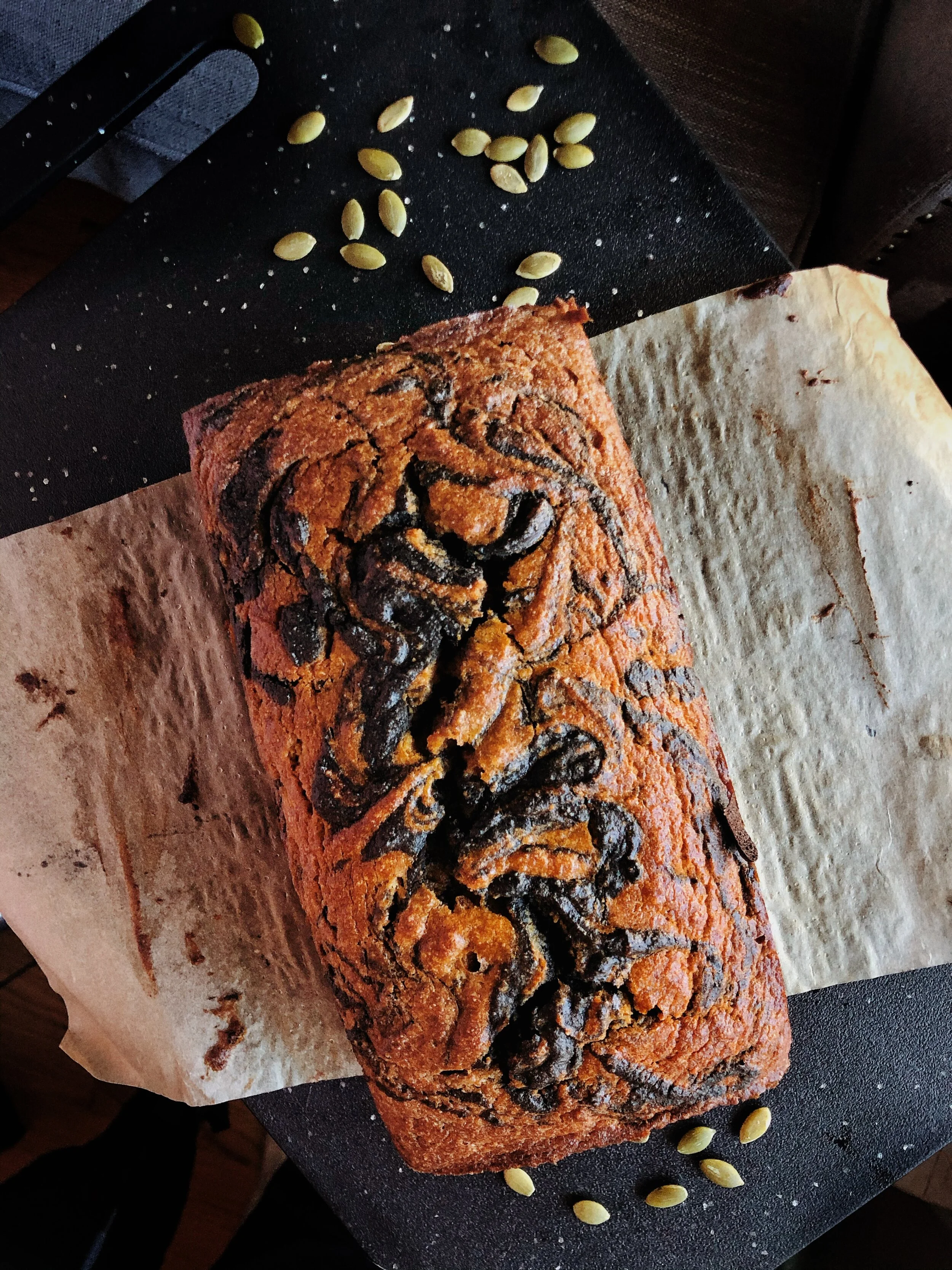 Spooky Marbled Pumpkin Bread  (Gluten Free, Dairy Free, Refined Sugar Free) 