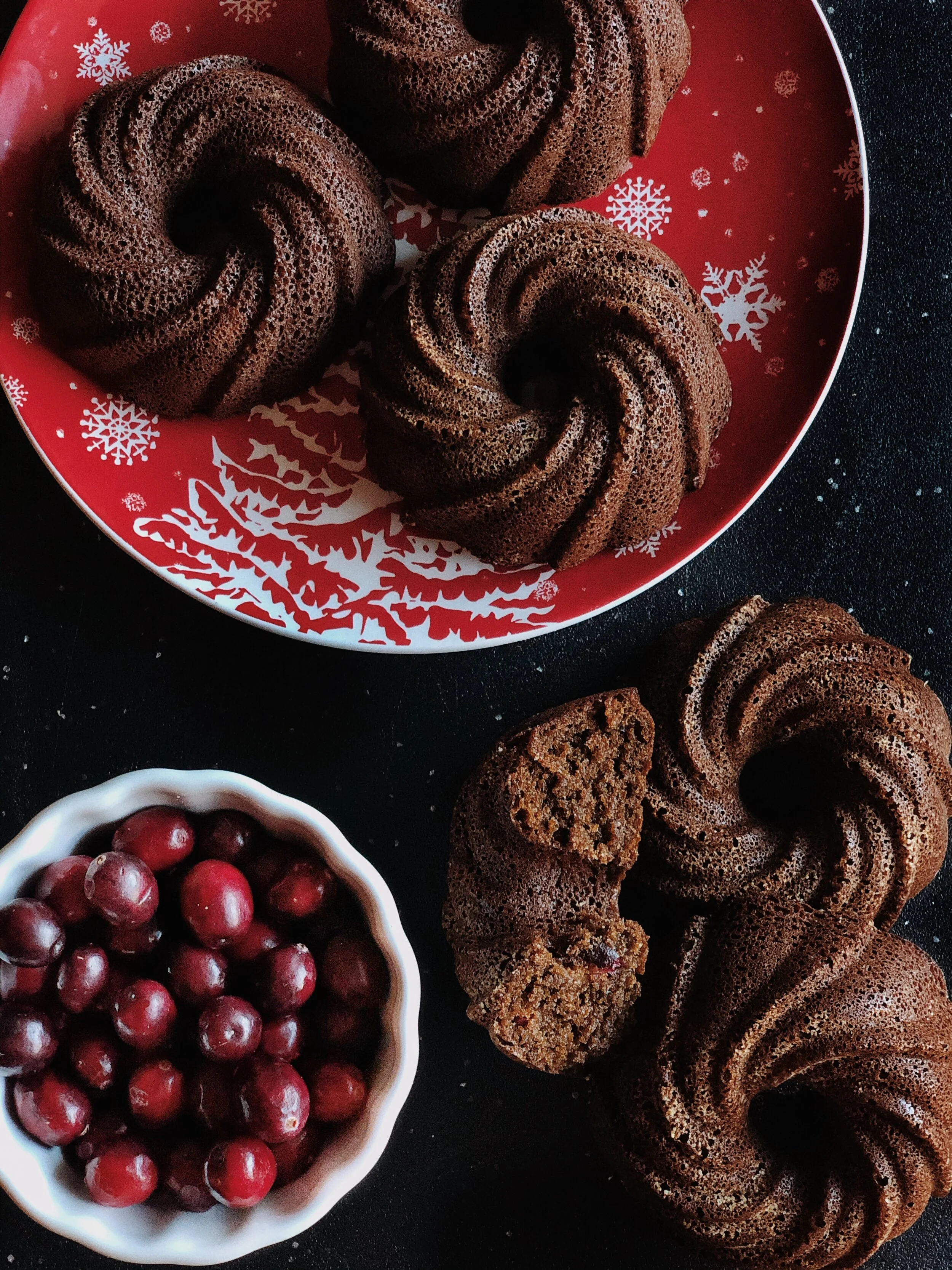 Mini Cranberry Gingerbread Bundt Cakes (GF, Dairy-Free, Paleo Option) 