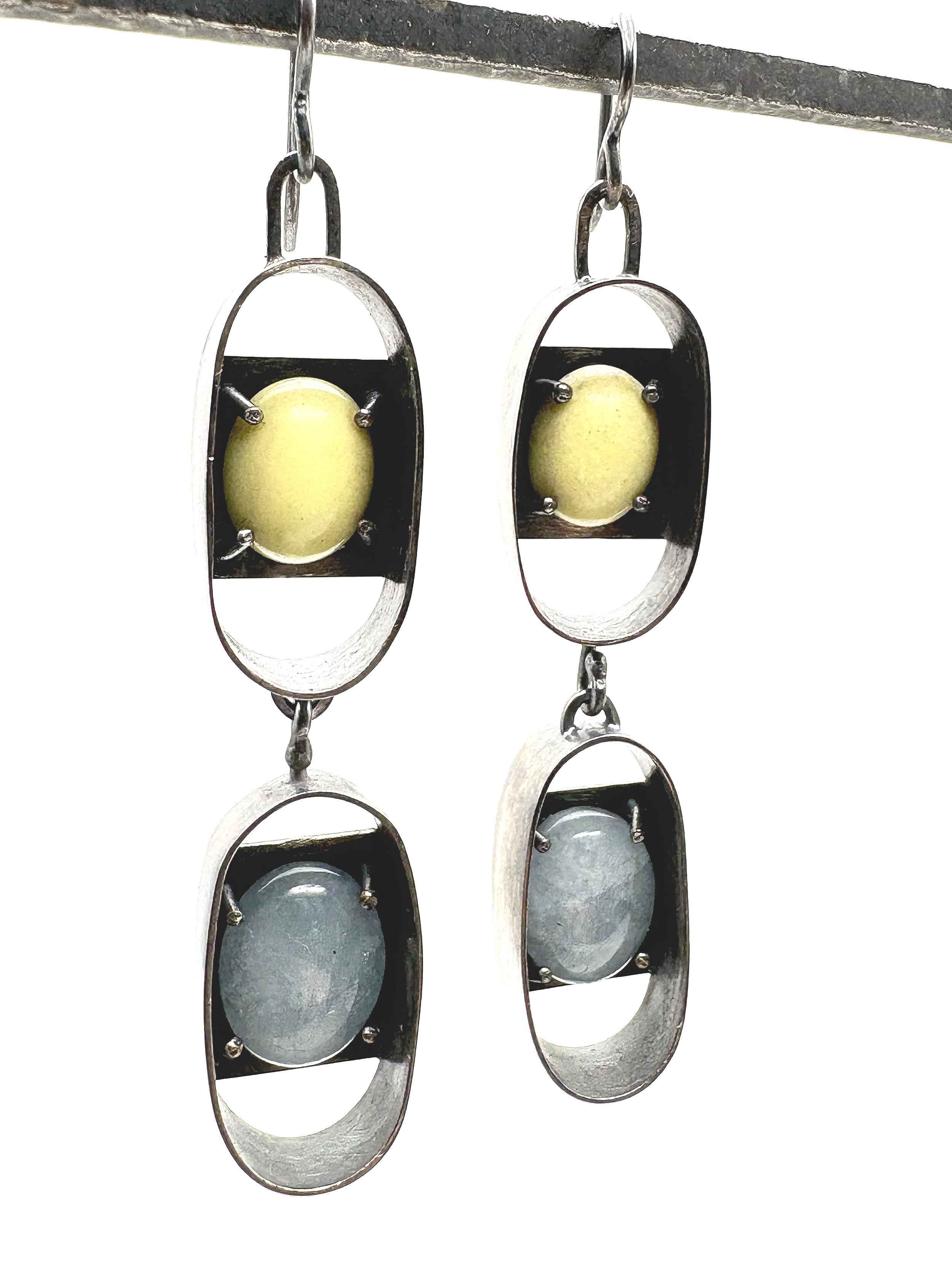 Aquamarine and Serpentine Earrings