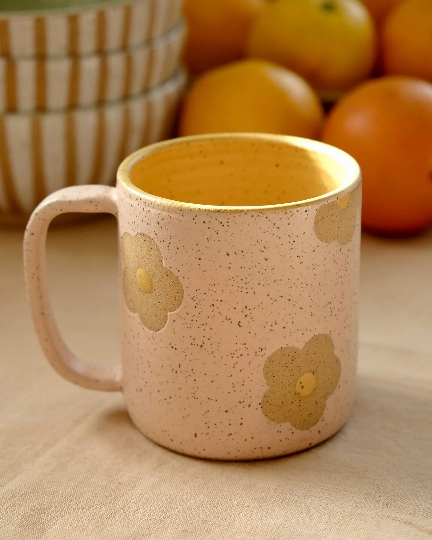 Cherry blossom &amp; turmeric flower mugs are probably my favorite glaze combo?!