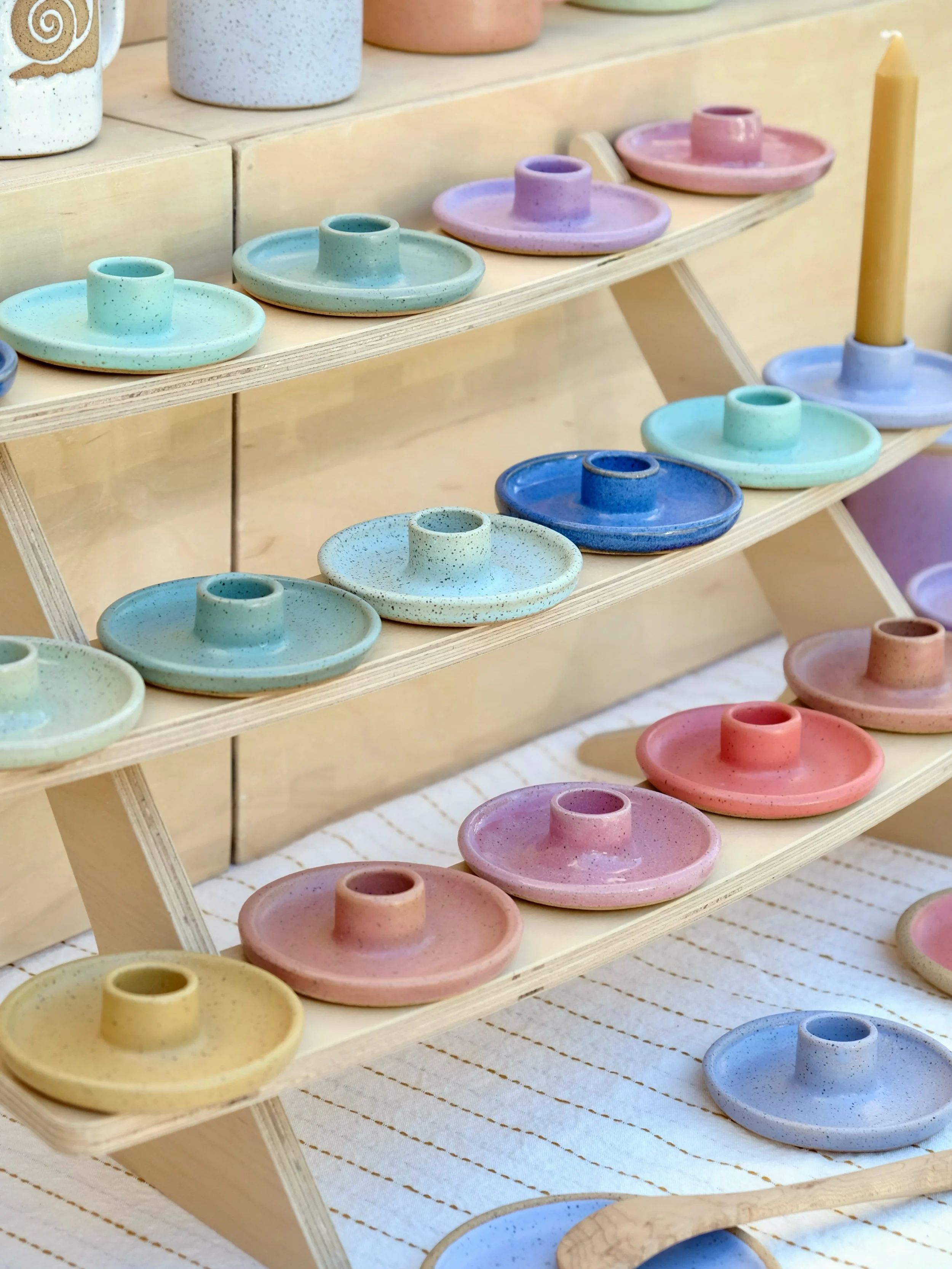 You need candle holders I got candle holders. Having these available in a full rainbow is a source of joy for me! Pomegranate, periwinkle, and sea foam are new to the scene and now I can&rsquo;t imagine what the collection would look like without the