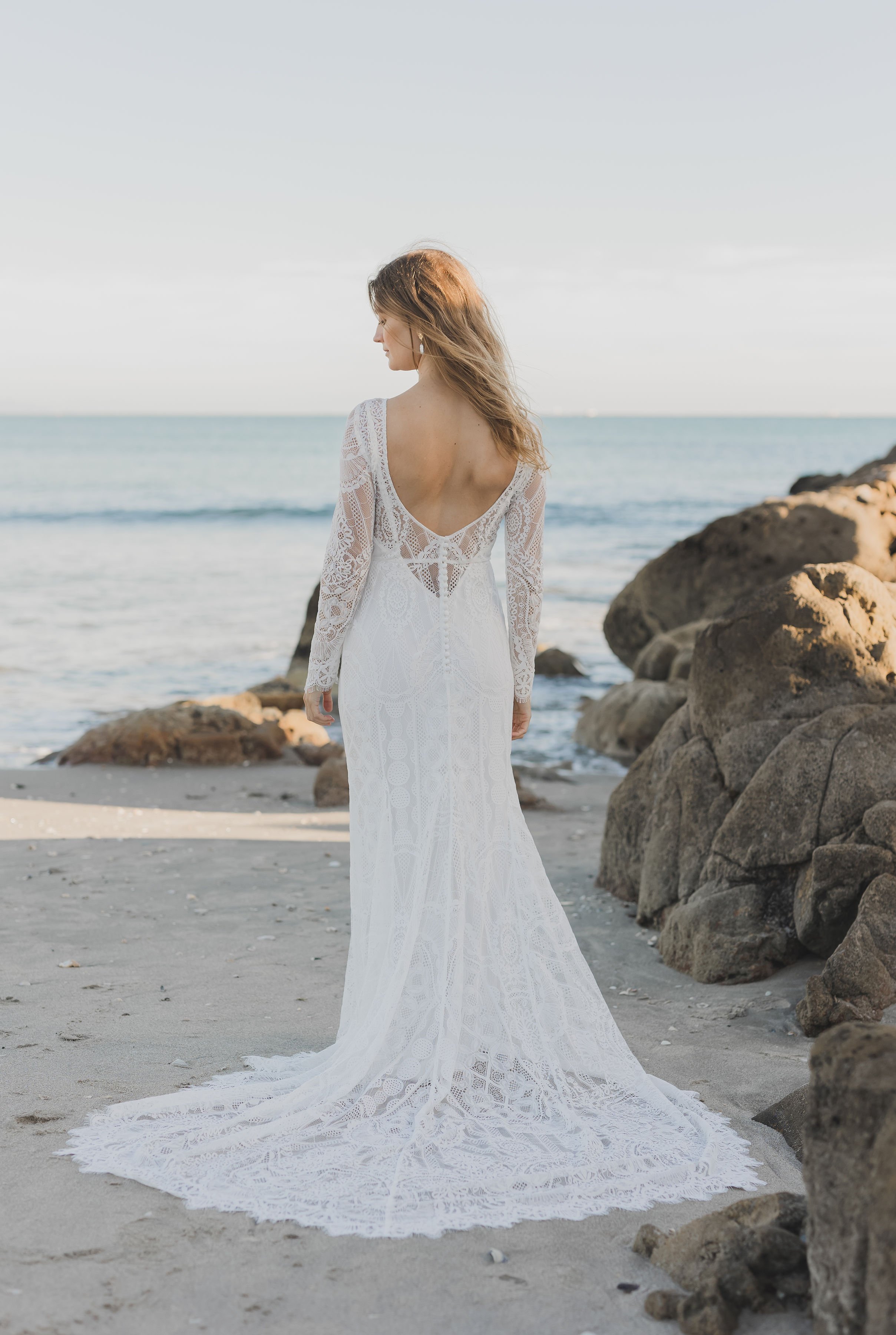 Antique Gown - Modern Long Sleeve Lace Wedding Gown — GOWN + ALTAR