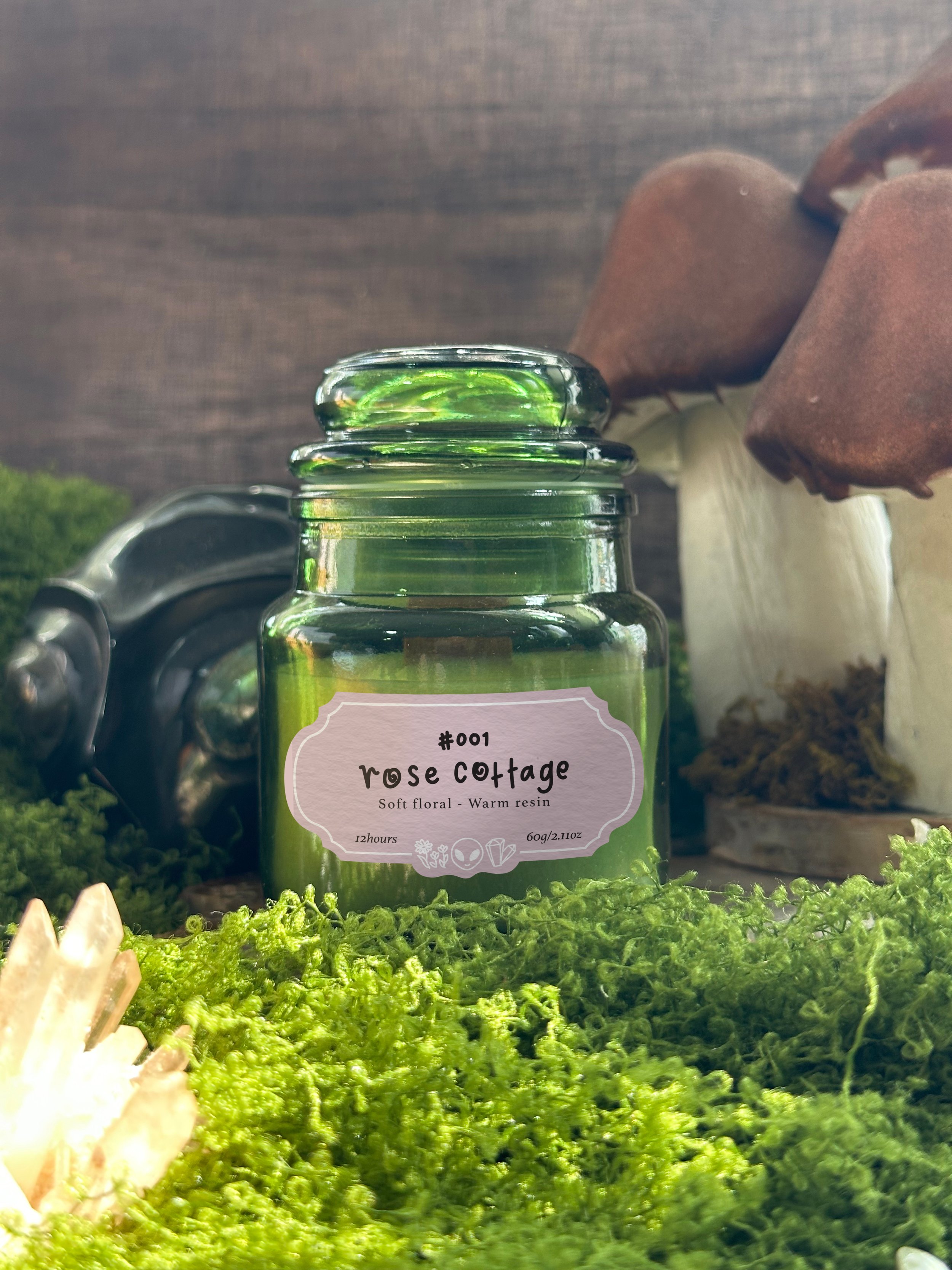 #001 rose cottage, apothecary glass jar (60g)