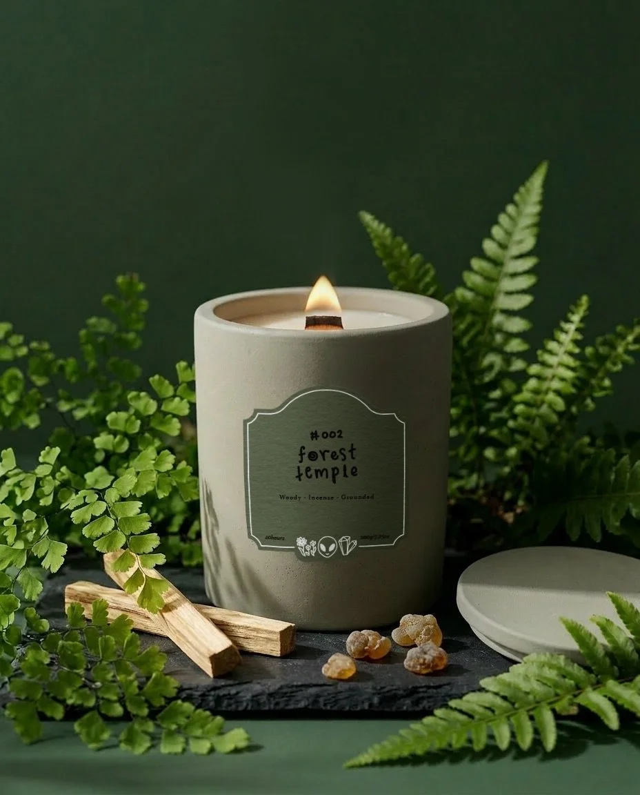 #002 forest temple, cement jar candle (200g)