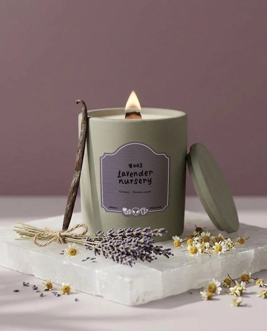 #003 lavender nursery, cement jar candle (200g)