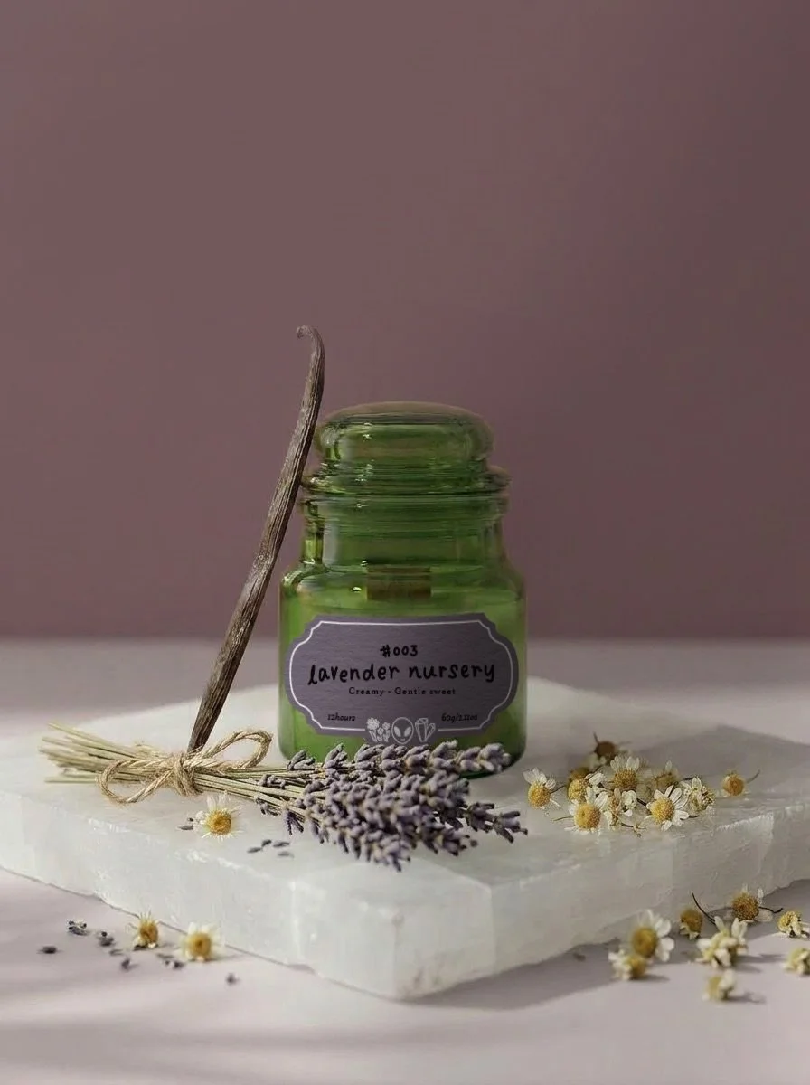 #003 lavender nursery, apothecary glass jar (60g)