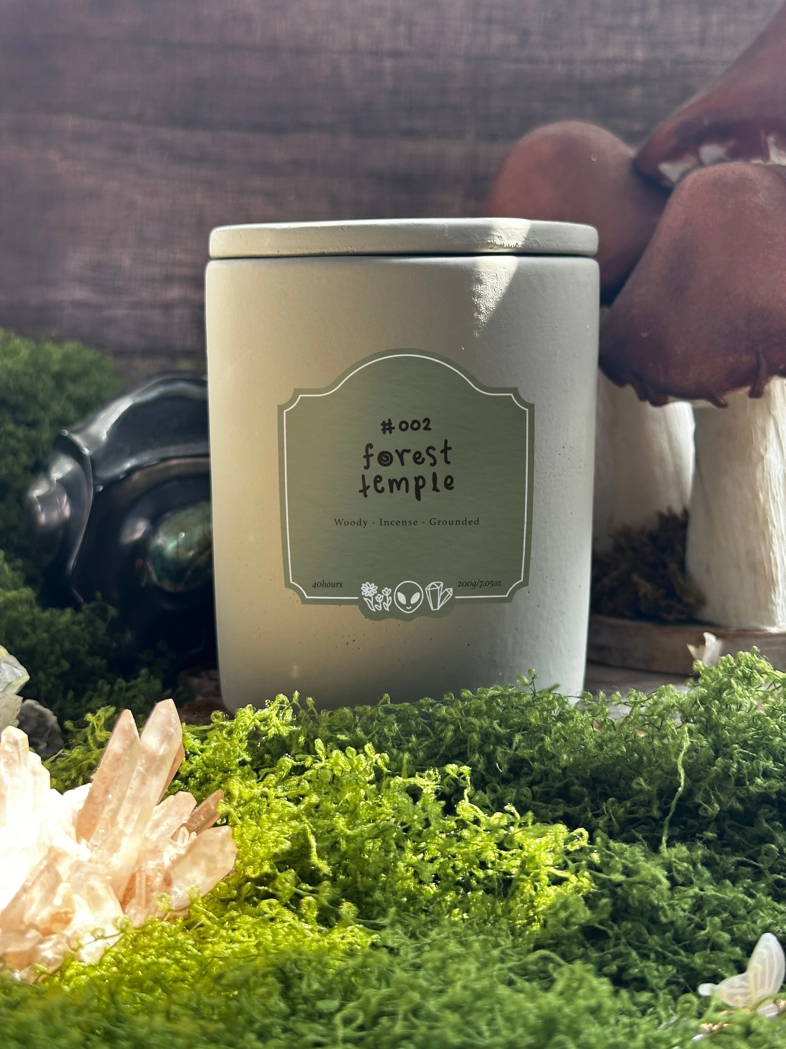 #002 forest temple, cement jar candle (200g)