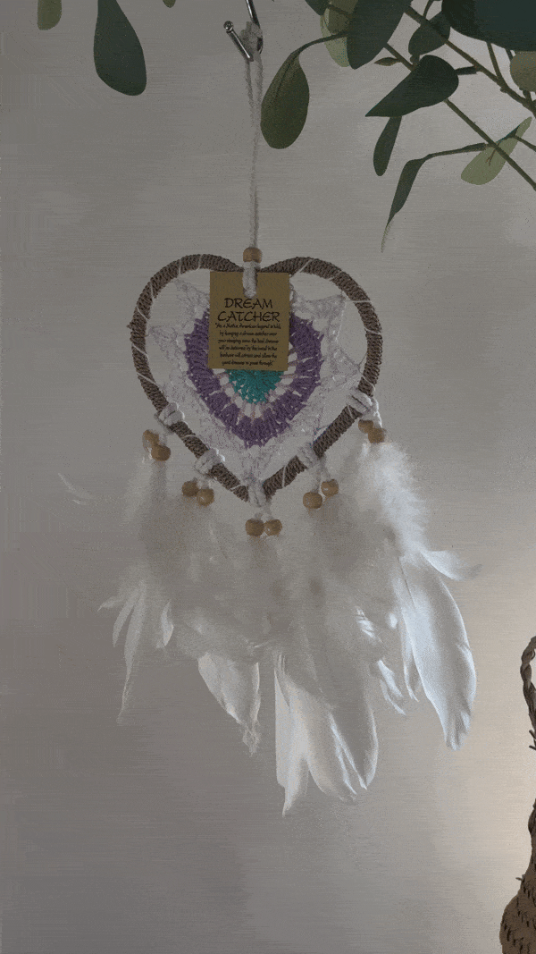 heart dreamcatcher, purple, 12cm