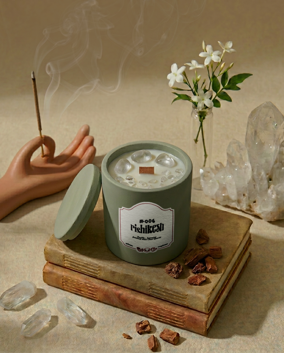 #006 rishikesh, cement jar candle (200g)
