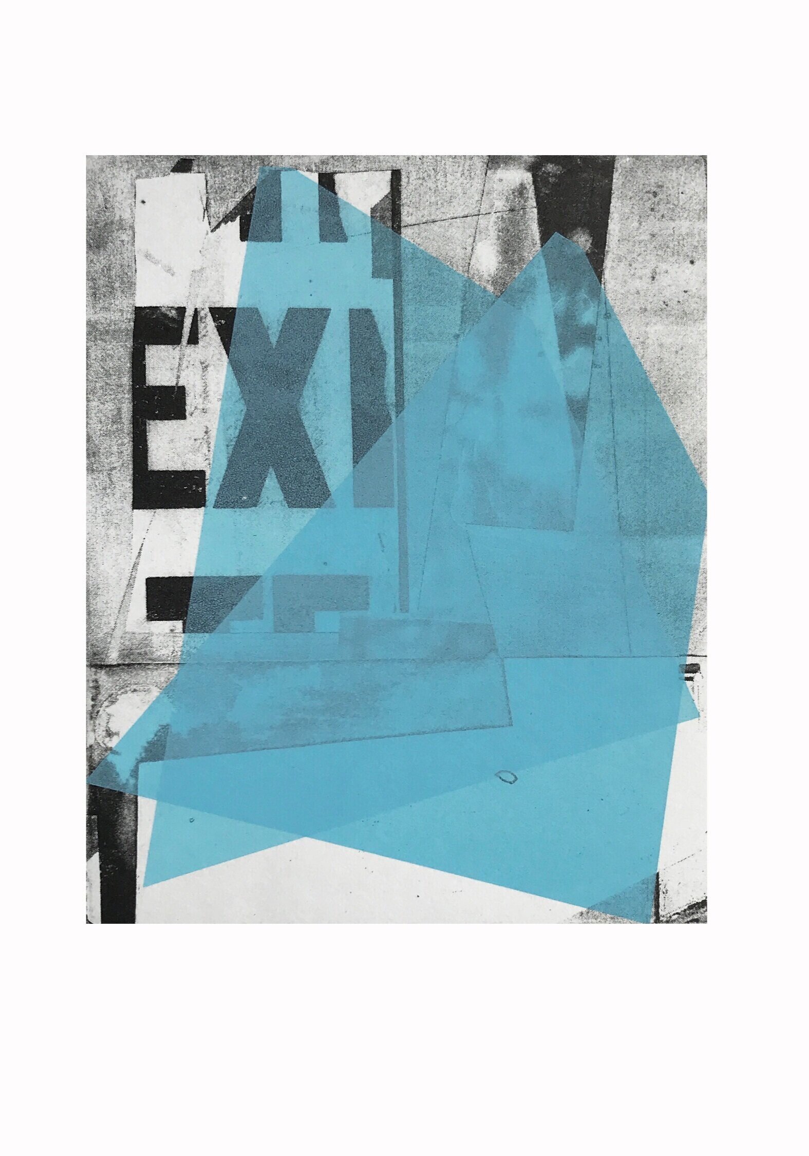   Exit,  photo intaglio, chine colle and screenprint, 20cm x 16cm, 2017 