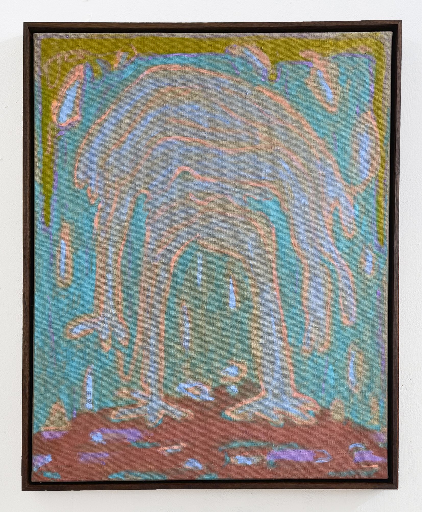 The Carrier of People, oil on linen in artist made walnut frame, 42cm x 52 cm, 2026 