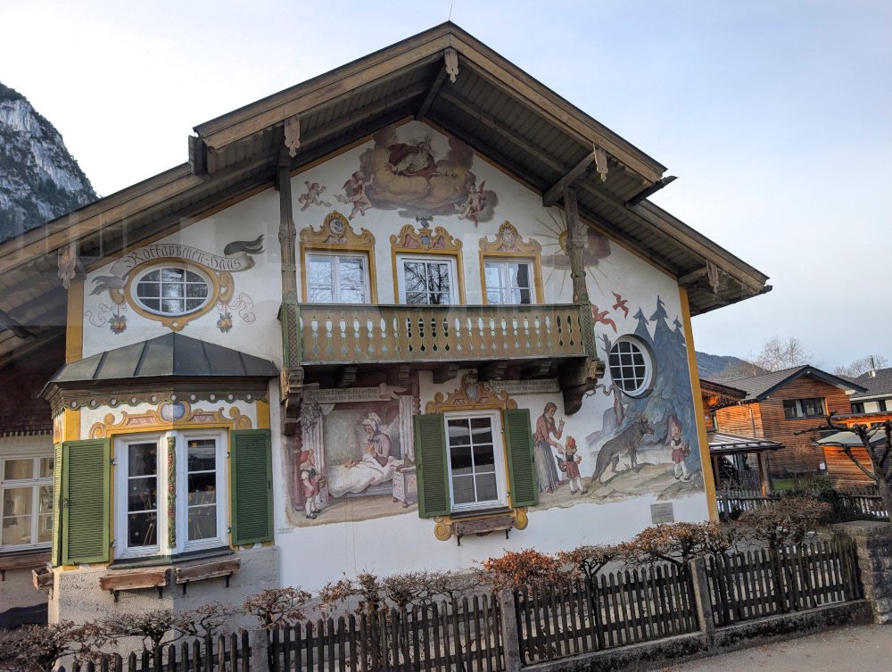 a mural of a fairy tale painted on a house in Bavaria