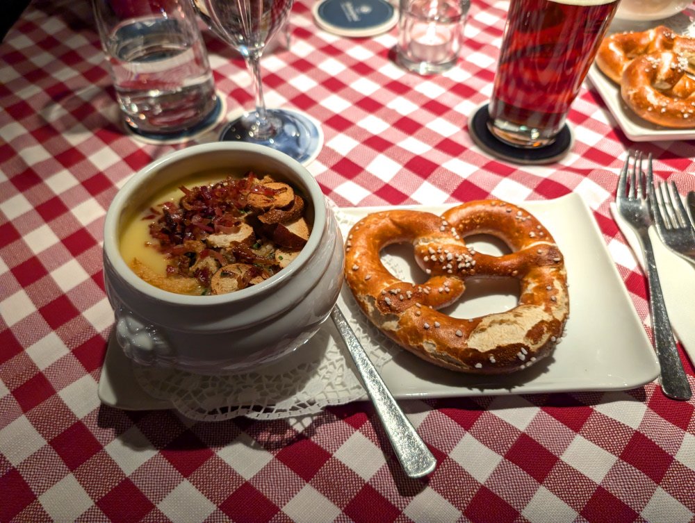 Beer Cheese Soup and Pretzel