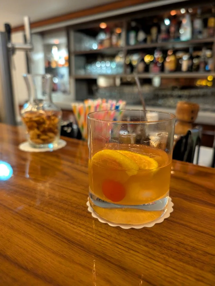 An old fashioned at the bar on the AmaMagna
