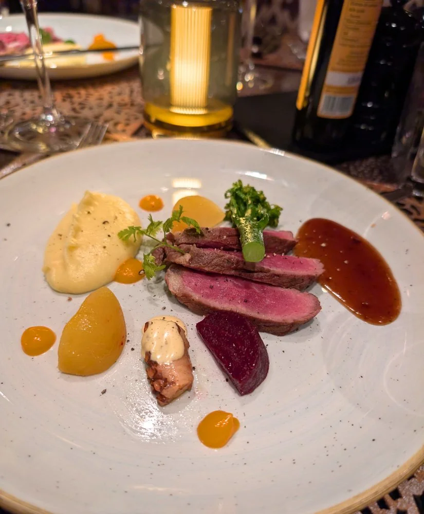 Slow roasted sirloin and octopus at the Chef's Table on the AmaMagna