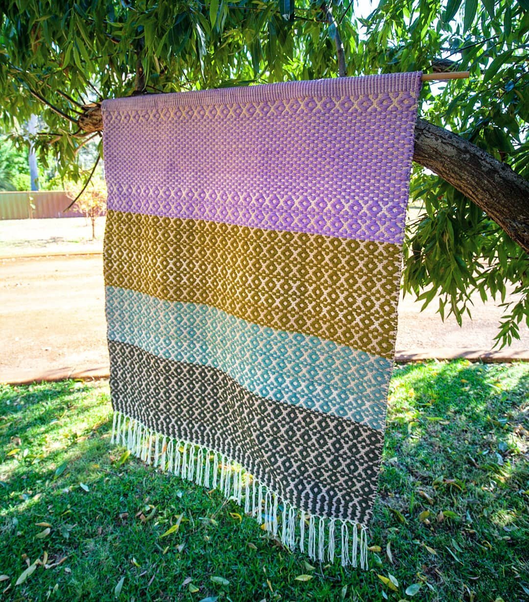 Not just for the floor. 😊
This stunning wall rug was not only made from recycled textiles but it also has fabric coloured with Avocados. 
.
.
.
#everyrughasastorytotell #riverrugs #weavingsouthwestwa #upcycled #wallrug #nordicrugs #remadeinaustralia