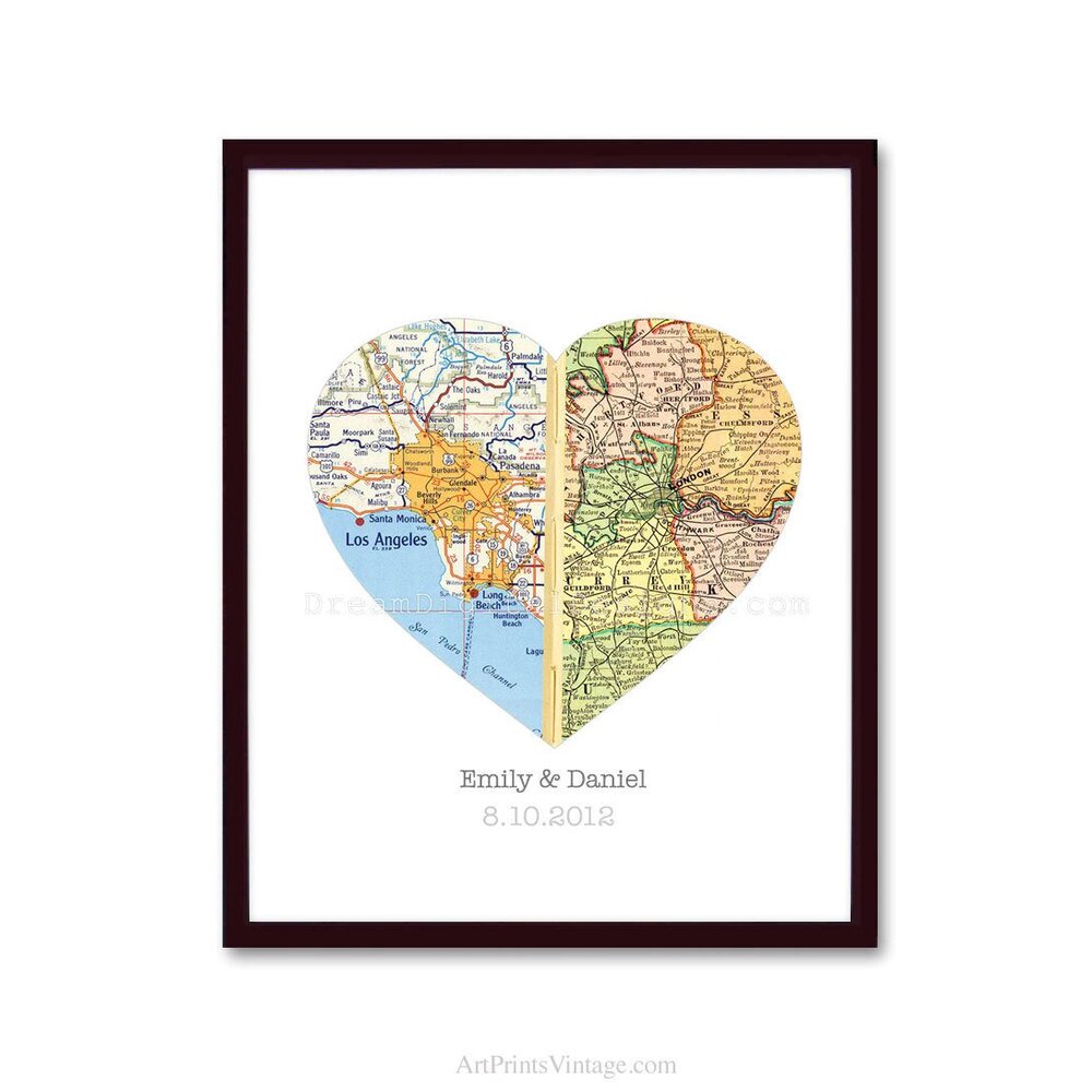 Long Distance Relationship Print  Printable  Custom LDR Print  Custom Map Print  Personalized Map Print  Personalized Gift for Him