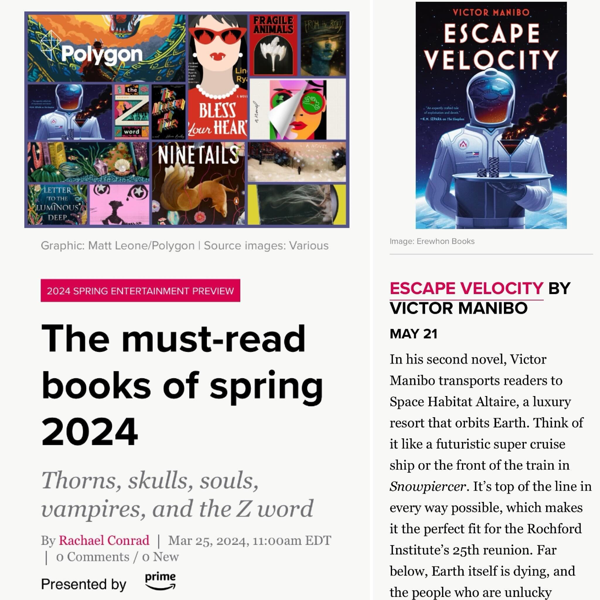 Thank you, @polygondotcom and @rachaelconrad for including ESCAPE VELOCITY in this spring preview!