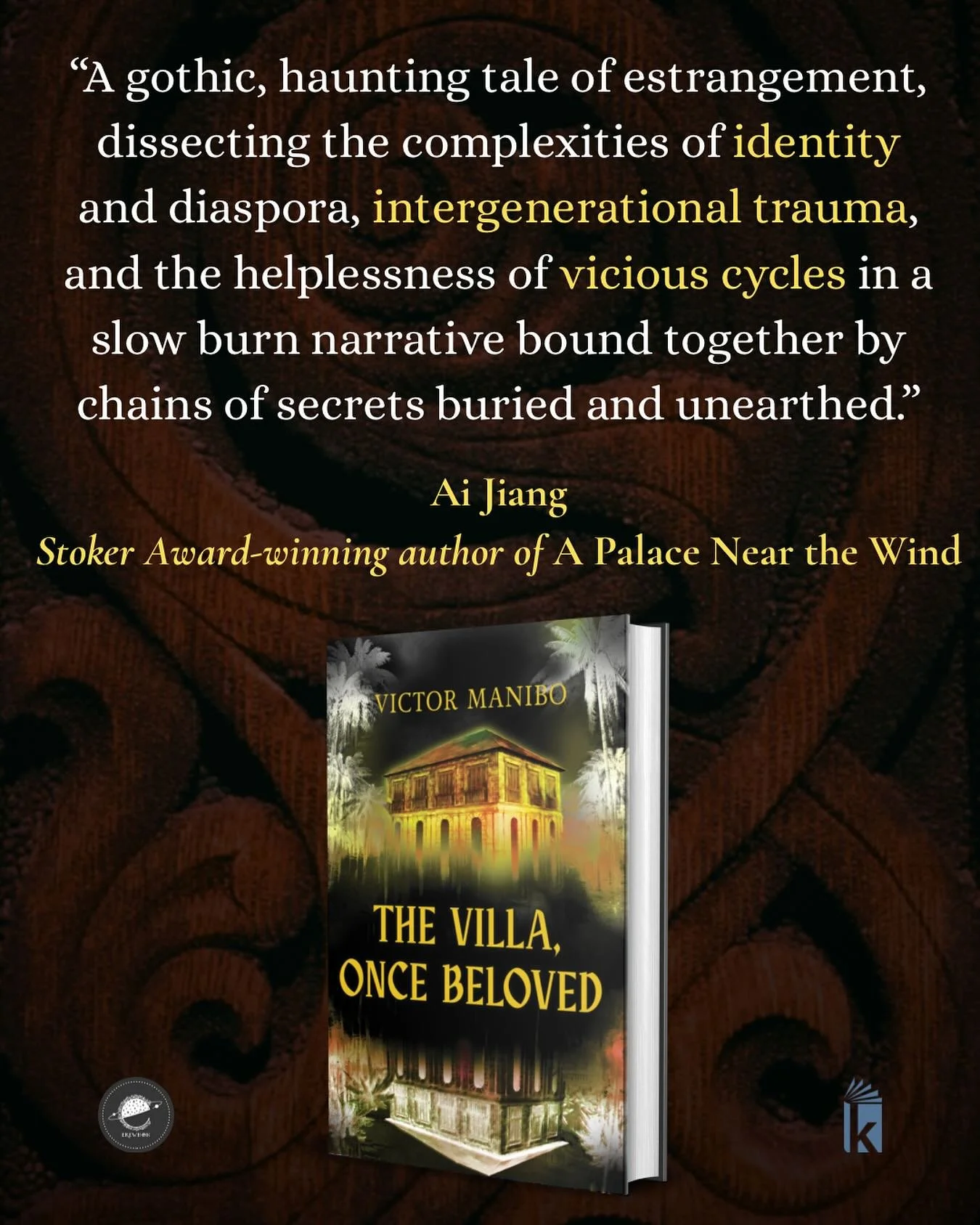 Based on true events, THE VILLA, ONCE BELOVED is a contemporary gothic horror set in a cursed manor on a coconut plantation&mdash;and it&rsquo;s coming this fall. 

Thank you, @ai.jian.g, for the kind words!

More info in my IG story 🔗

@erewhonbook