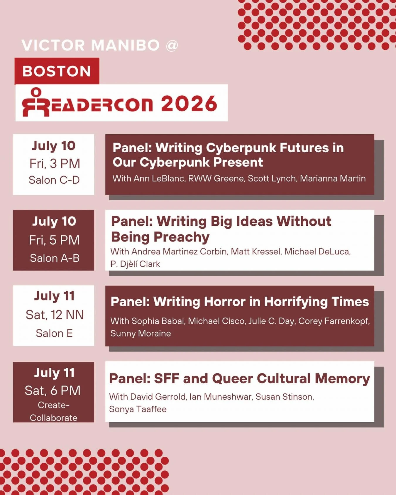 Next week @ Readercon! Come by and say hey!