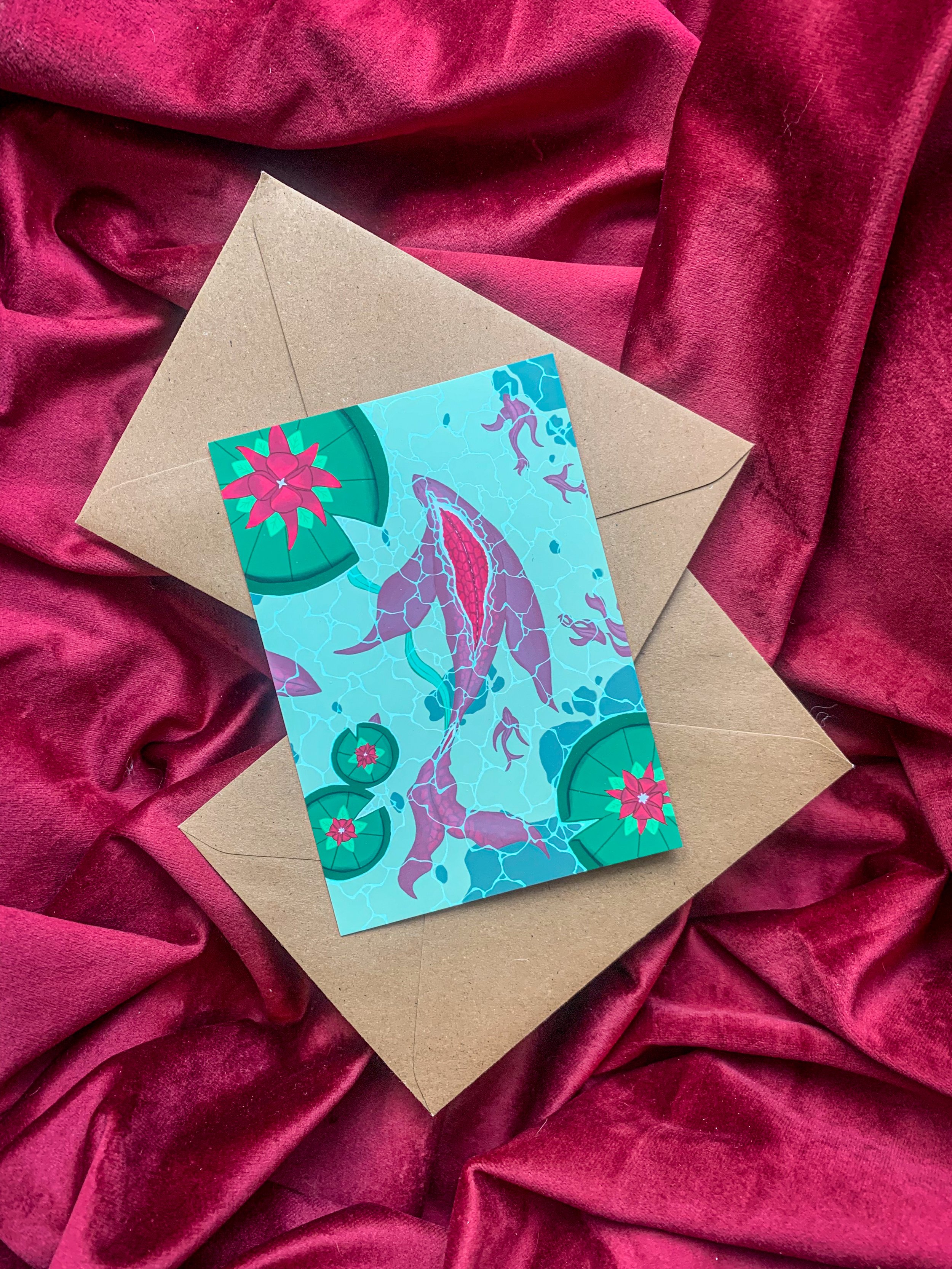 Magical Koi Fish Lake Postcard