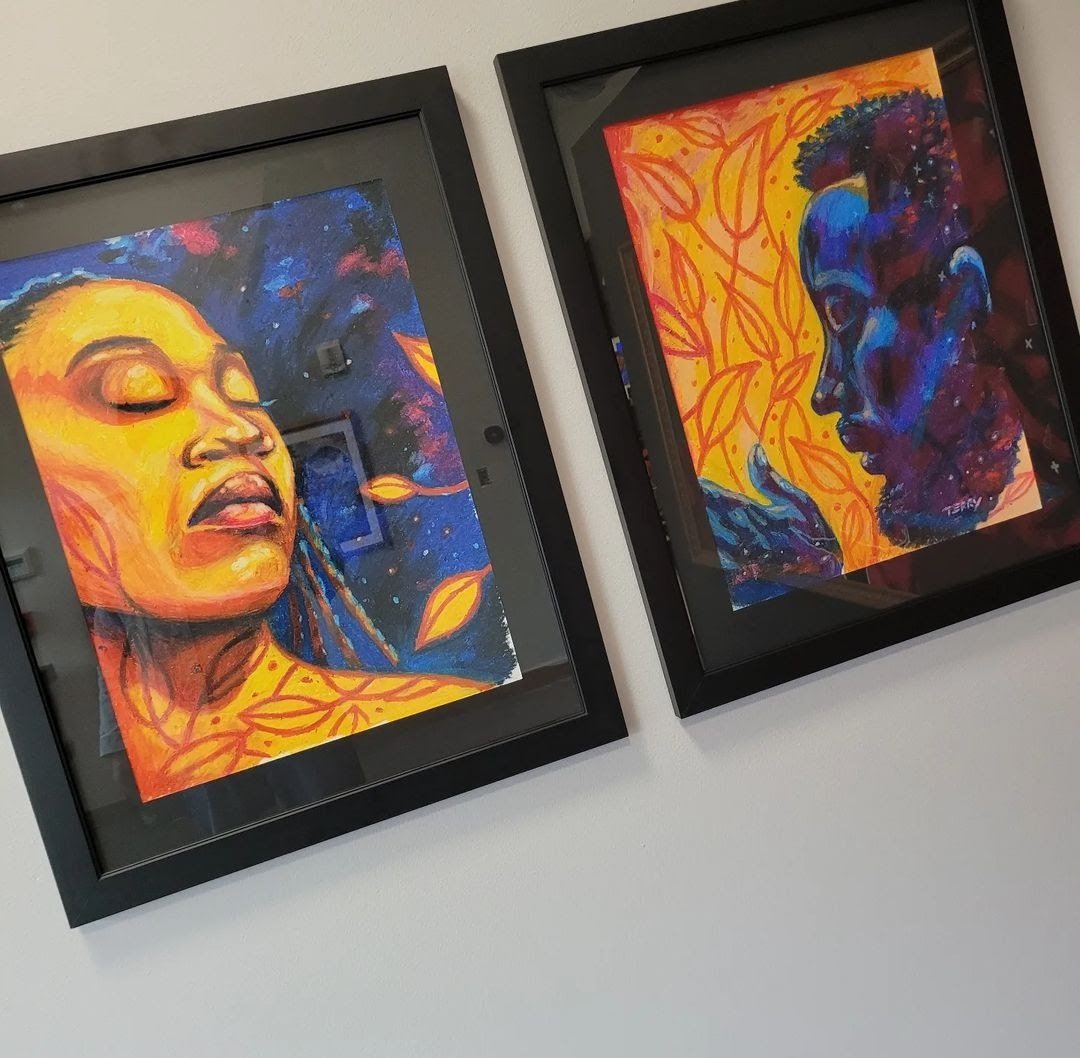 Oil pastel on board.