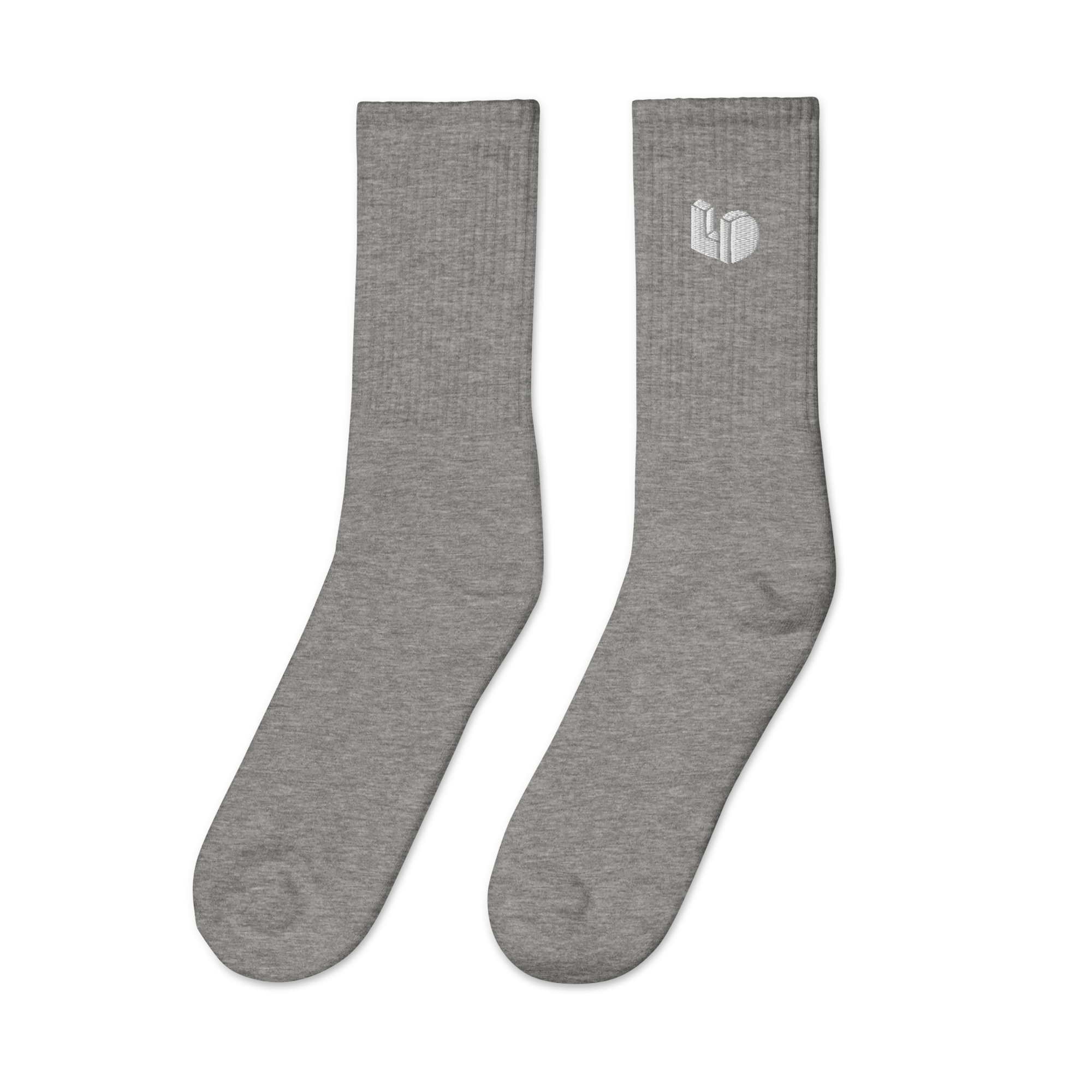 embroidered-crew-socks-heather-grey-left-6597610e407f7.png