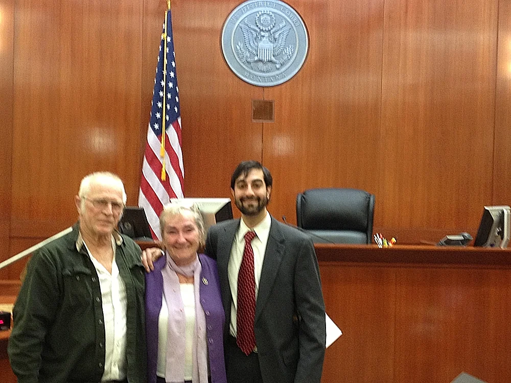 Shahid Haque, pictured with a client for whom he proved U.S. citizenship in federal court.