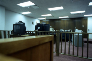 Image from a report entitled: "Videoconferencing in Removal Hearings: