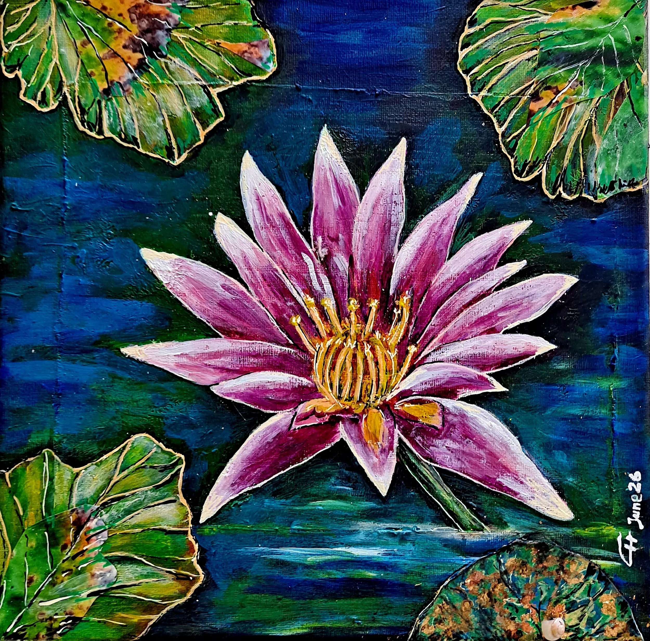 Water Lilly painting mixed media - carla hinds.jpg