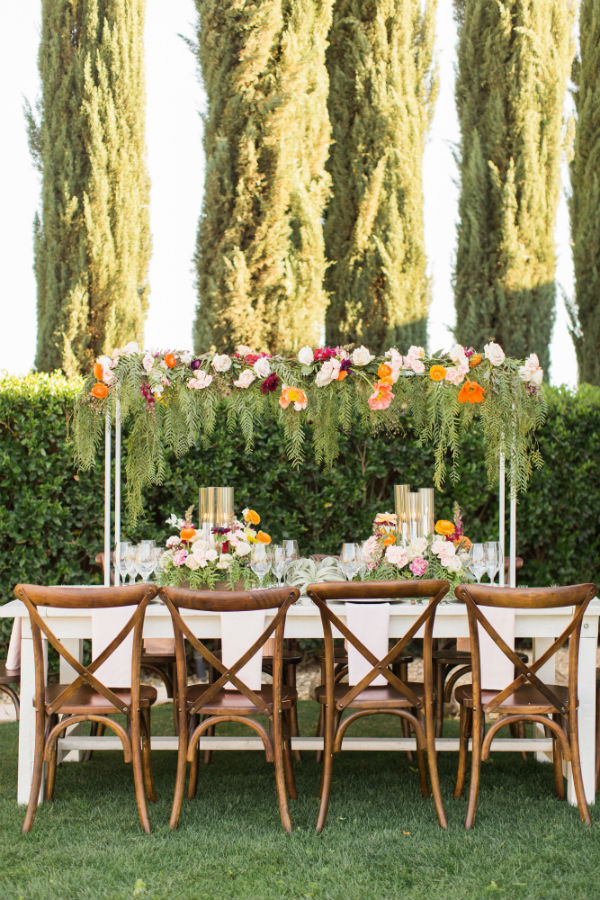 Rectangle table set for outside reception