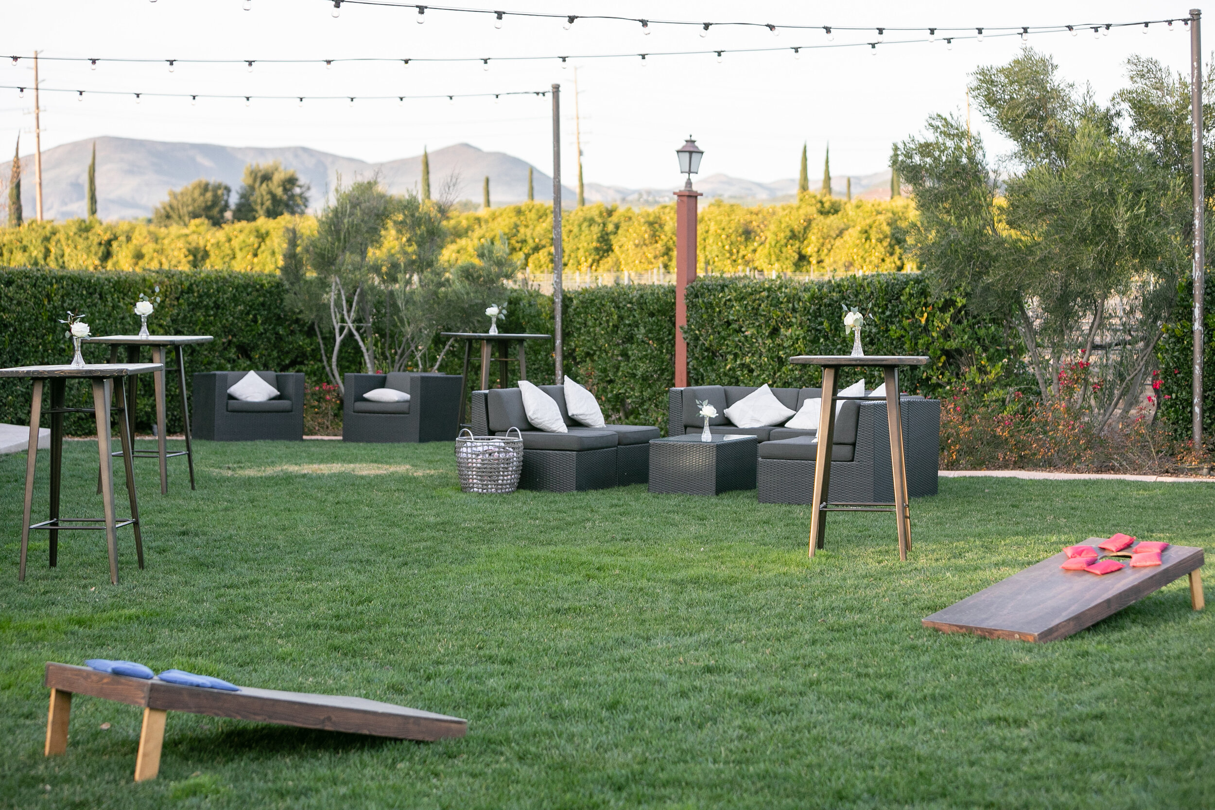 belly bar tables &amp; lawn games in Vineyard View venue