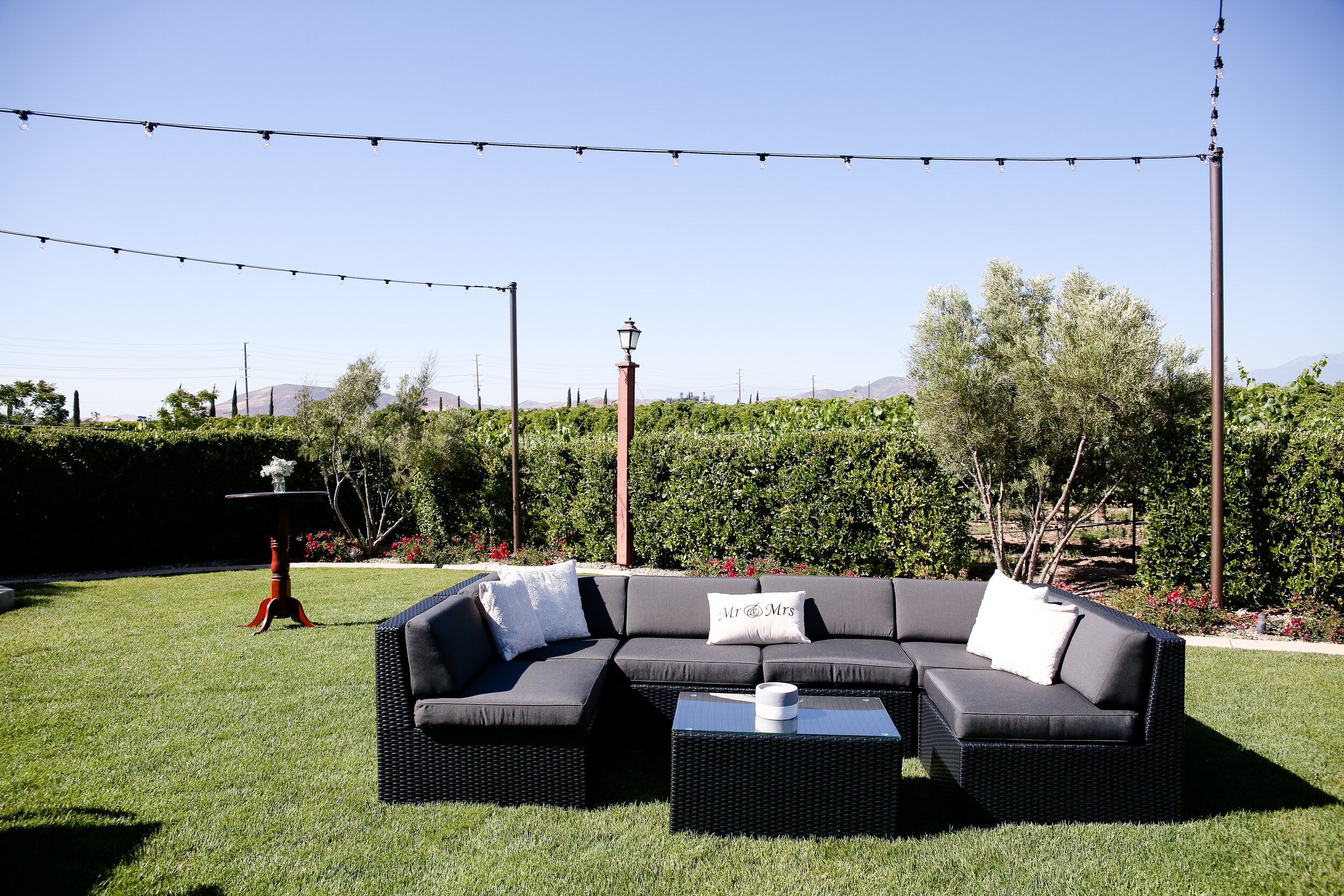 Lounge area set up in Vineyard View venue