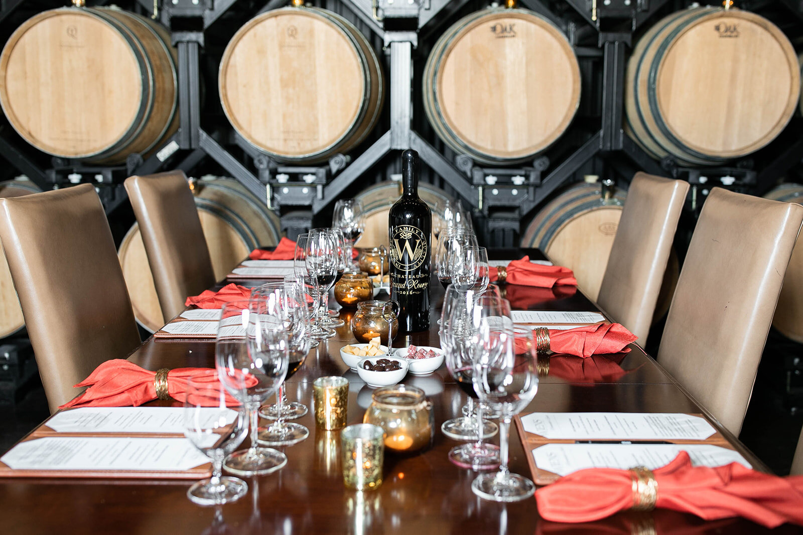Cellar Room set for Wine Tasting