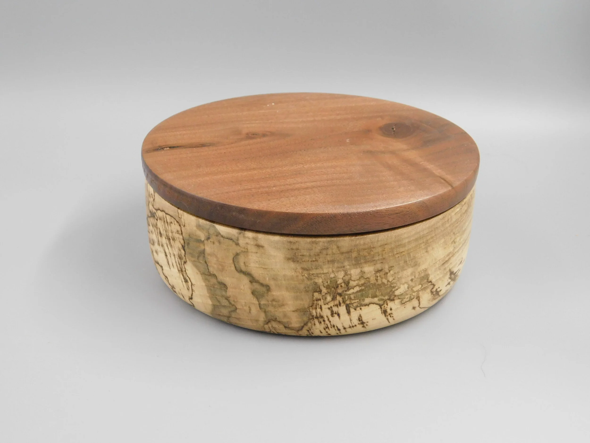 Spalted Wood Turned Box with Walnut Lid