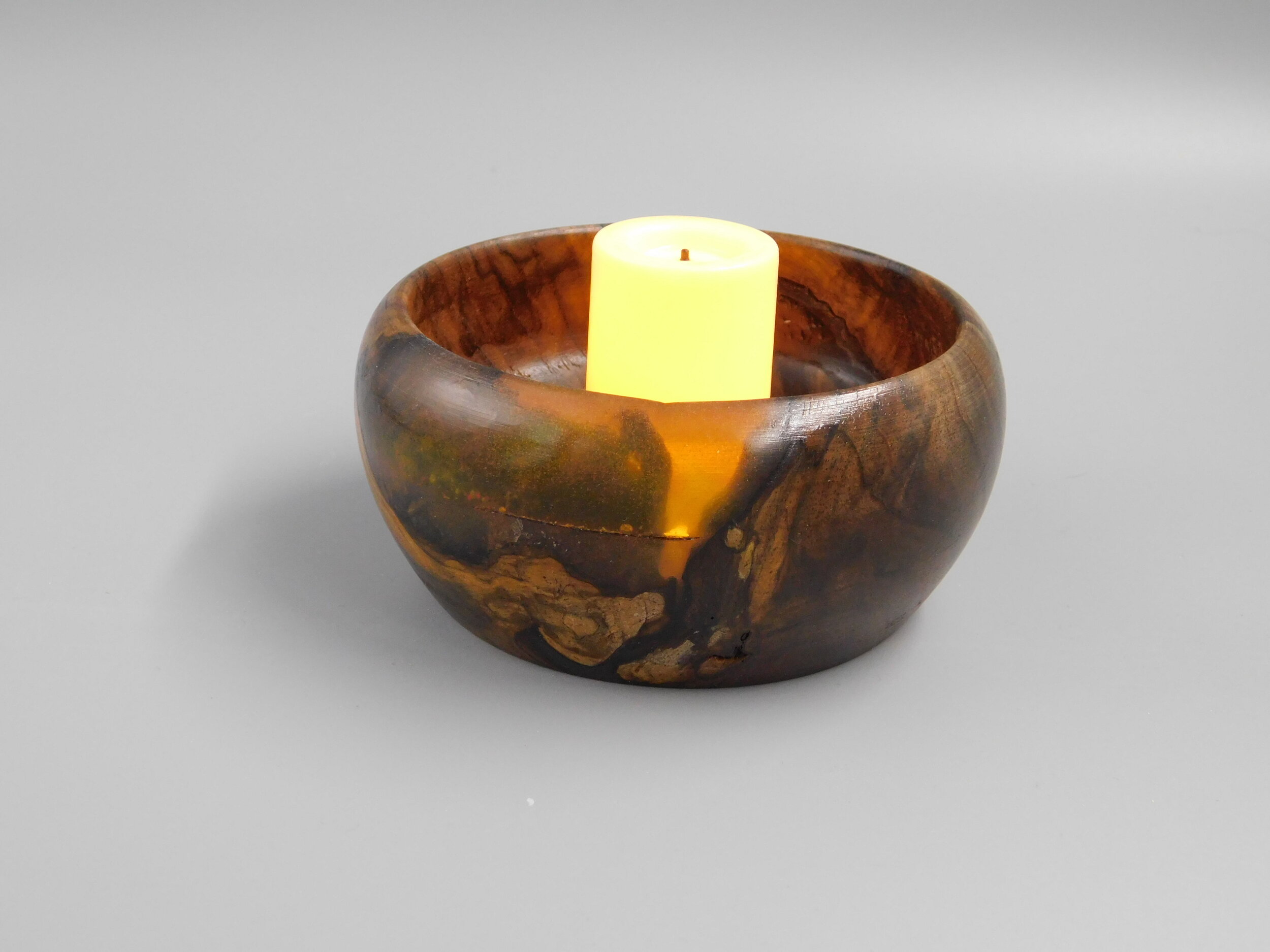 Walnut Bowl with Yellow &amp; Orange Resin