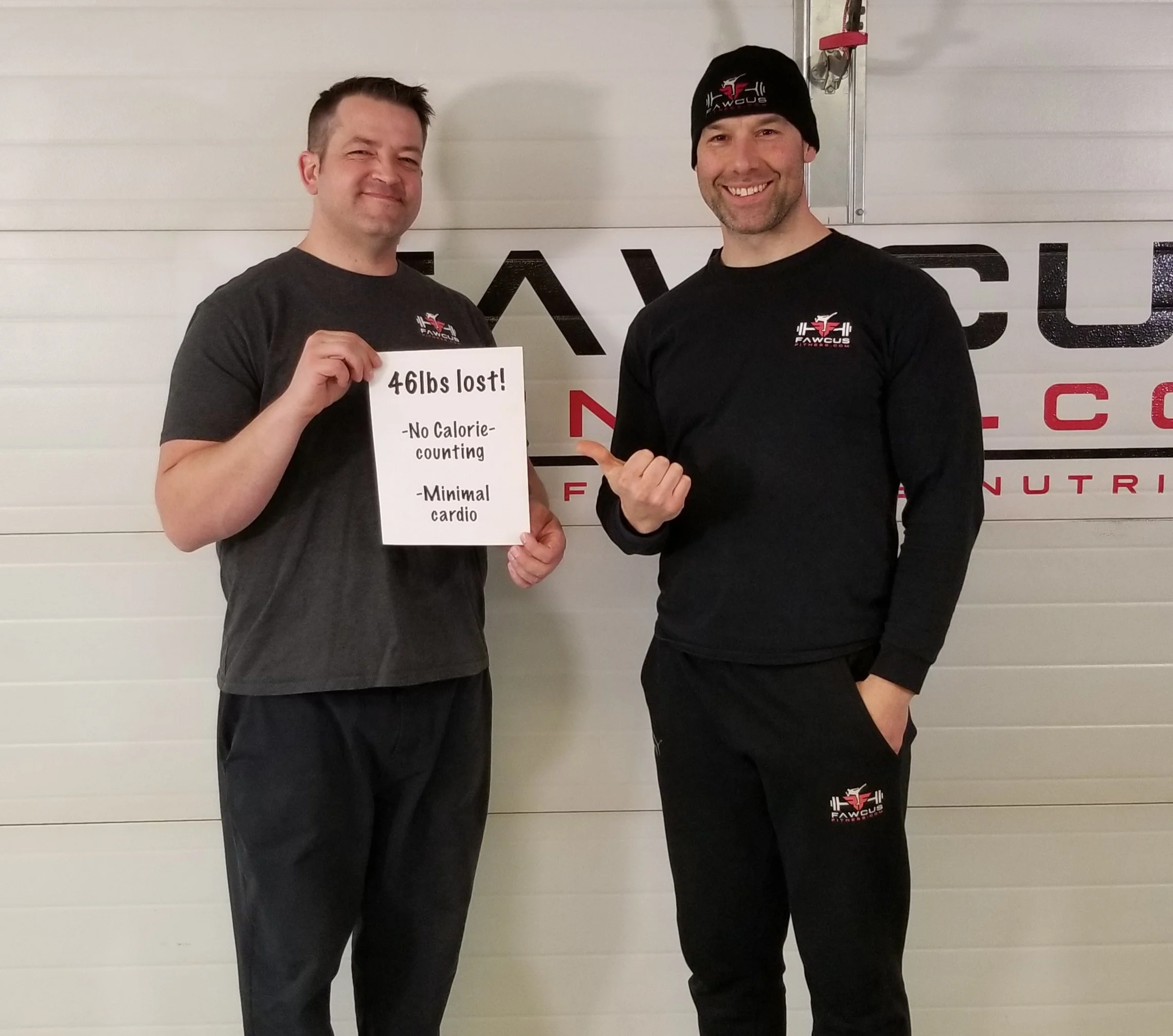 John Fawcus with a client that lost 46lbs of bodyfat!